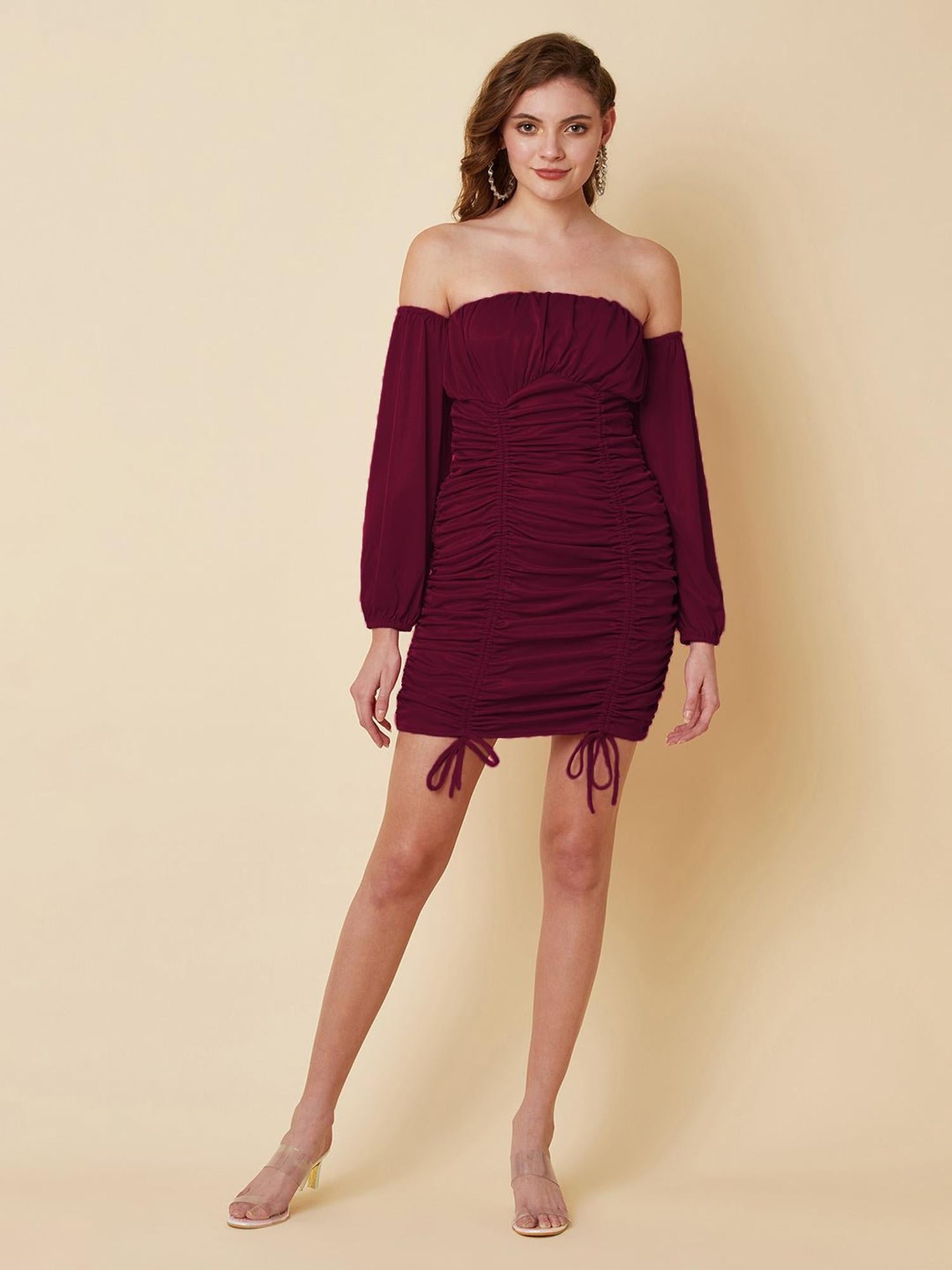 Party Wine Ruche Dress