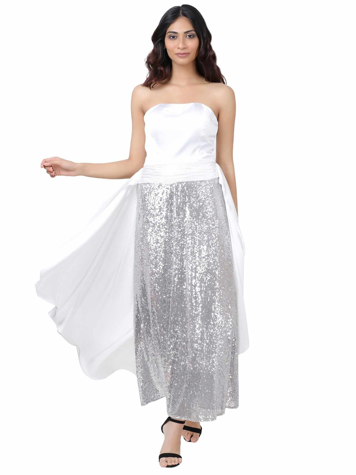 pearl white sequin gown