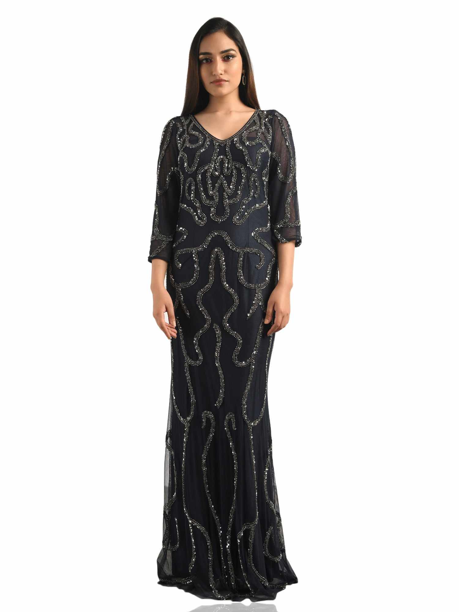 ever pretty embellished navy gown