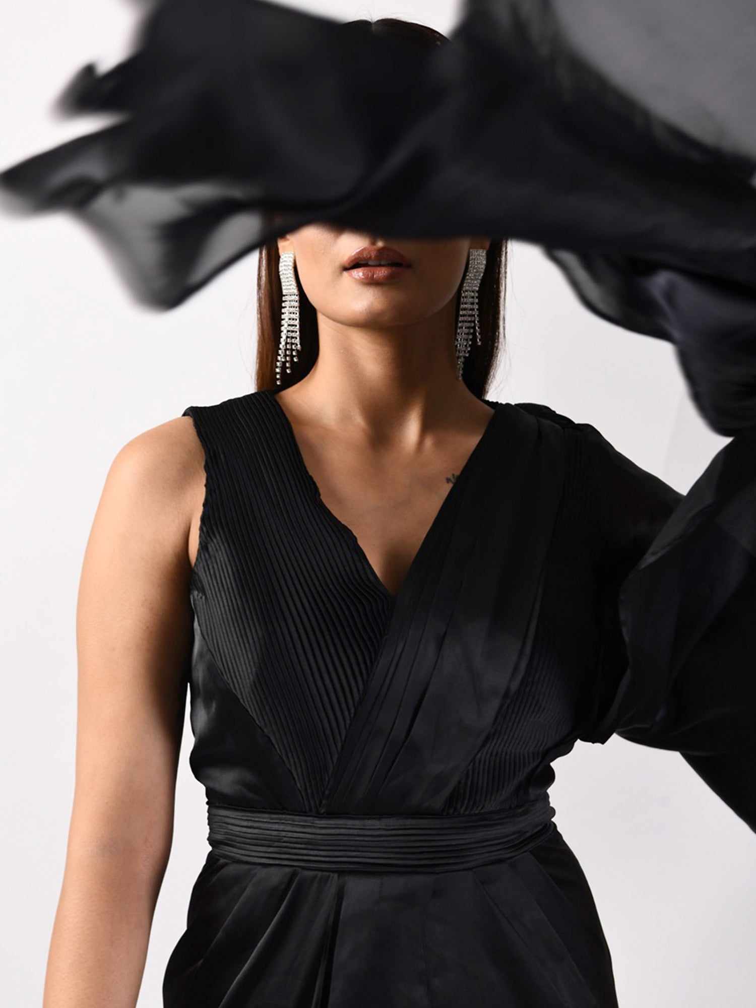 mattia black slit gown