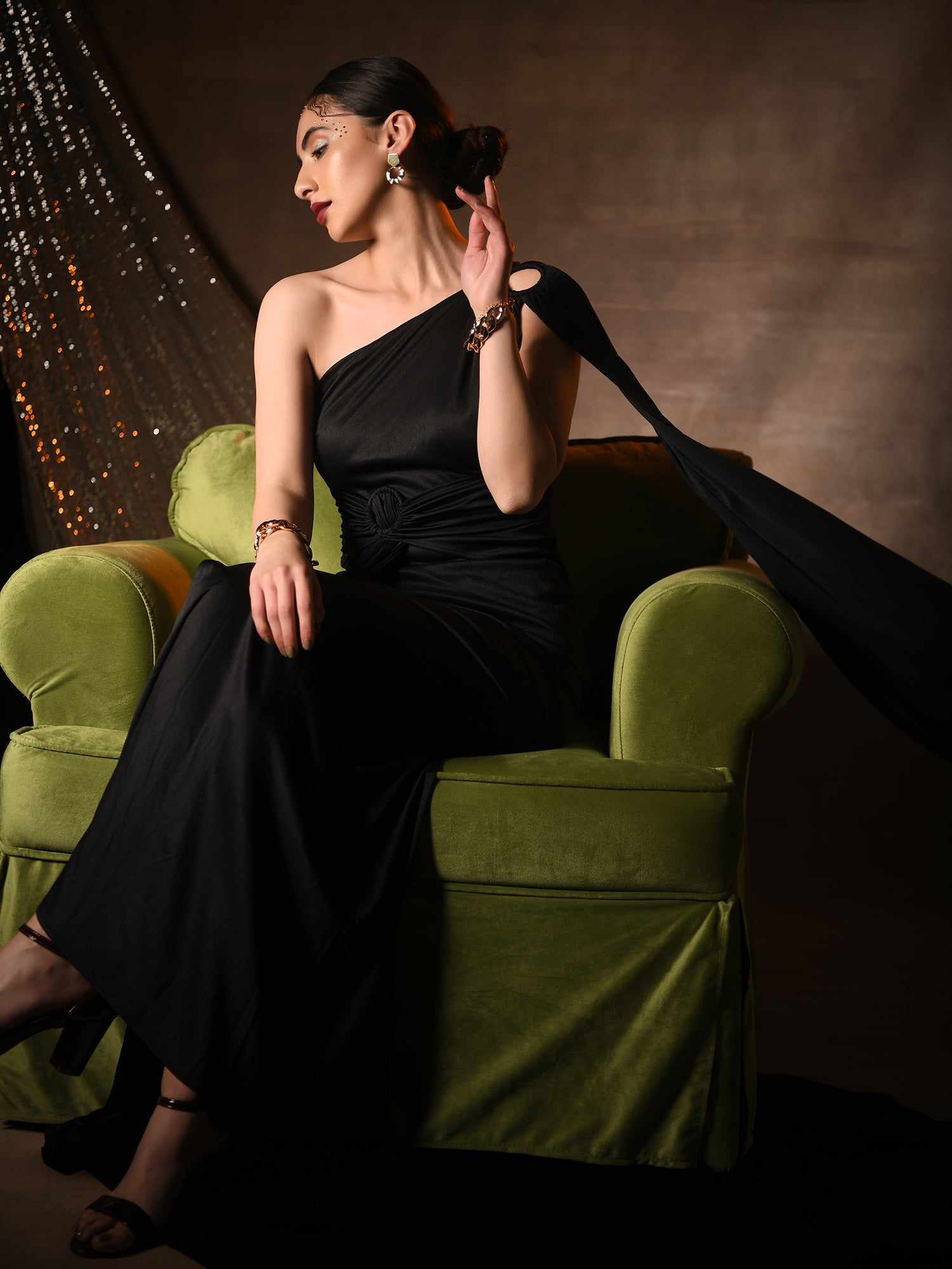 mireille black slit gown