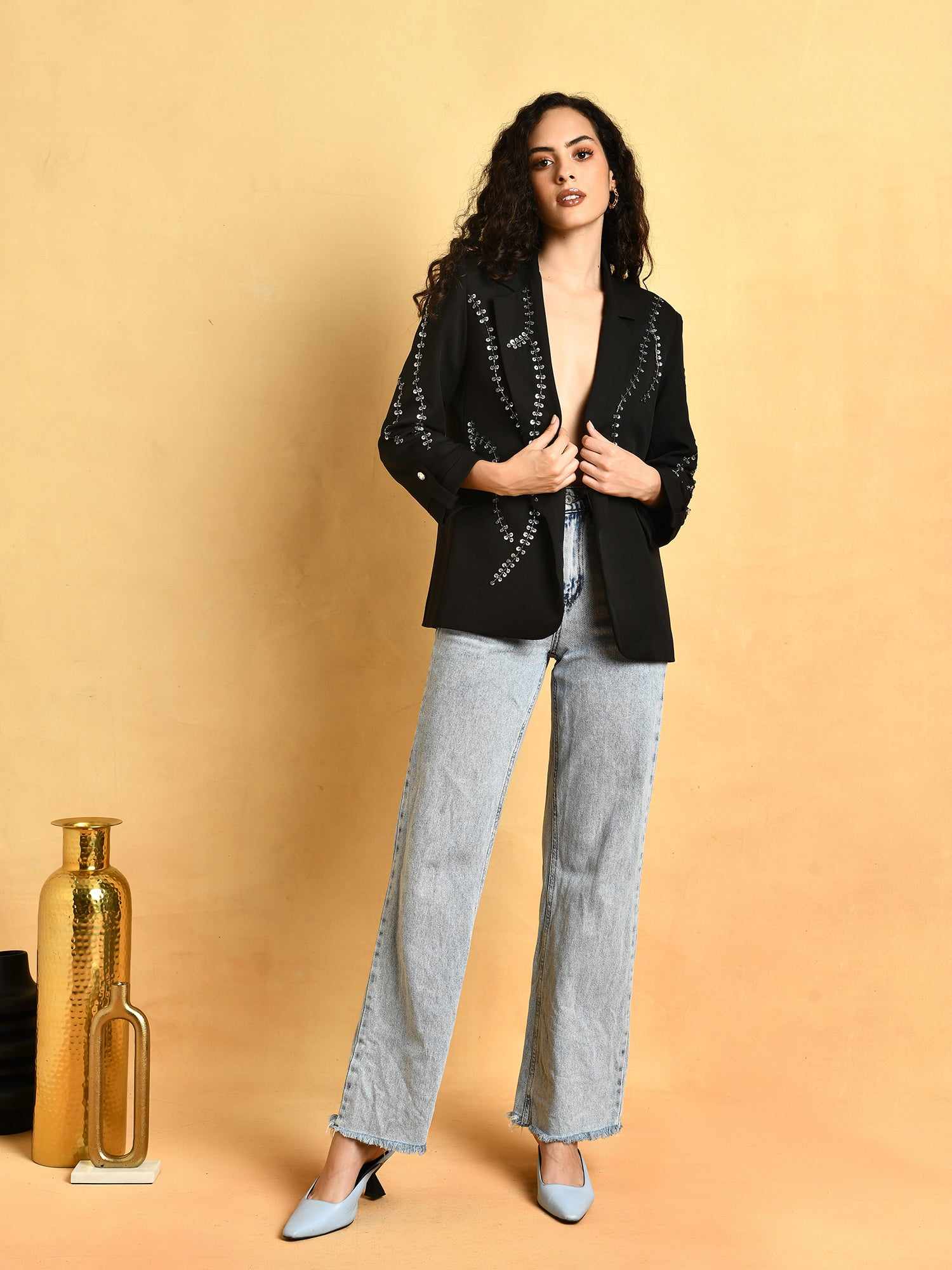 black deluxe ornamented blazer