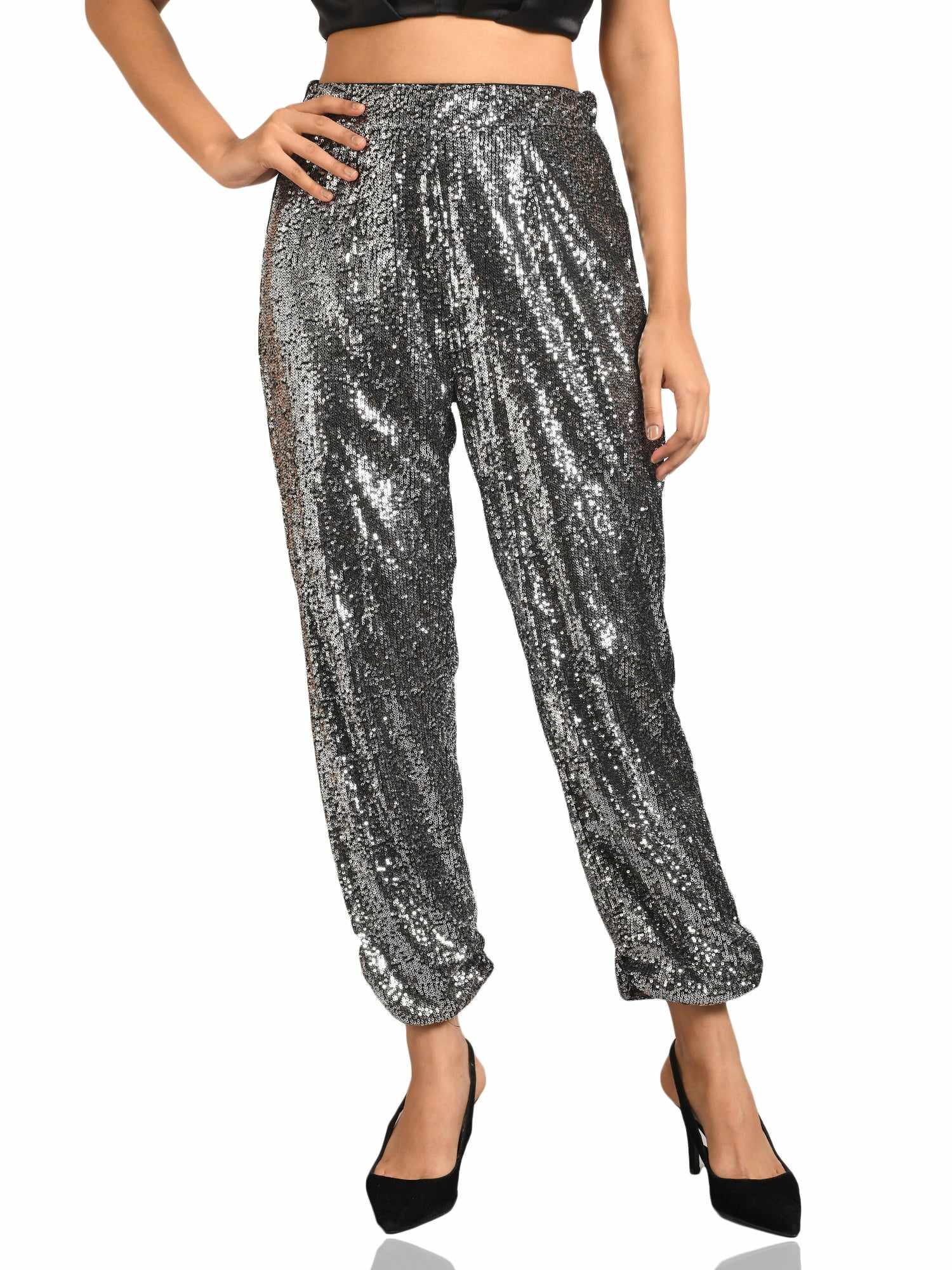 black sequined jogger