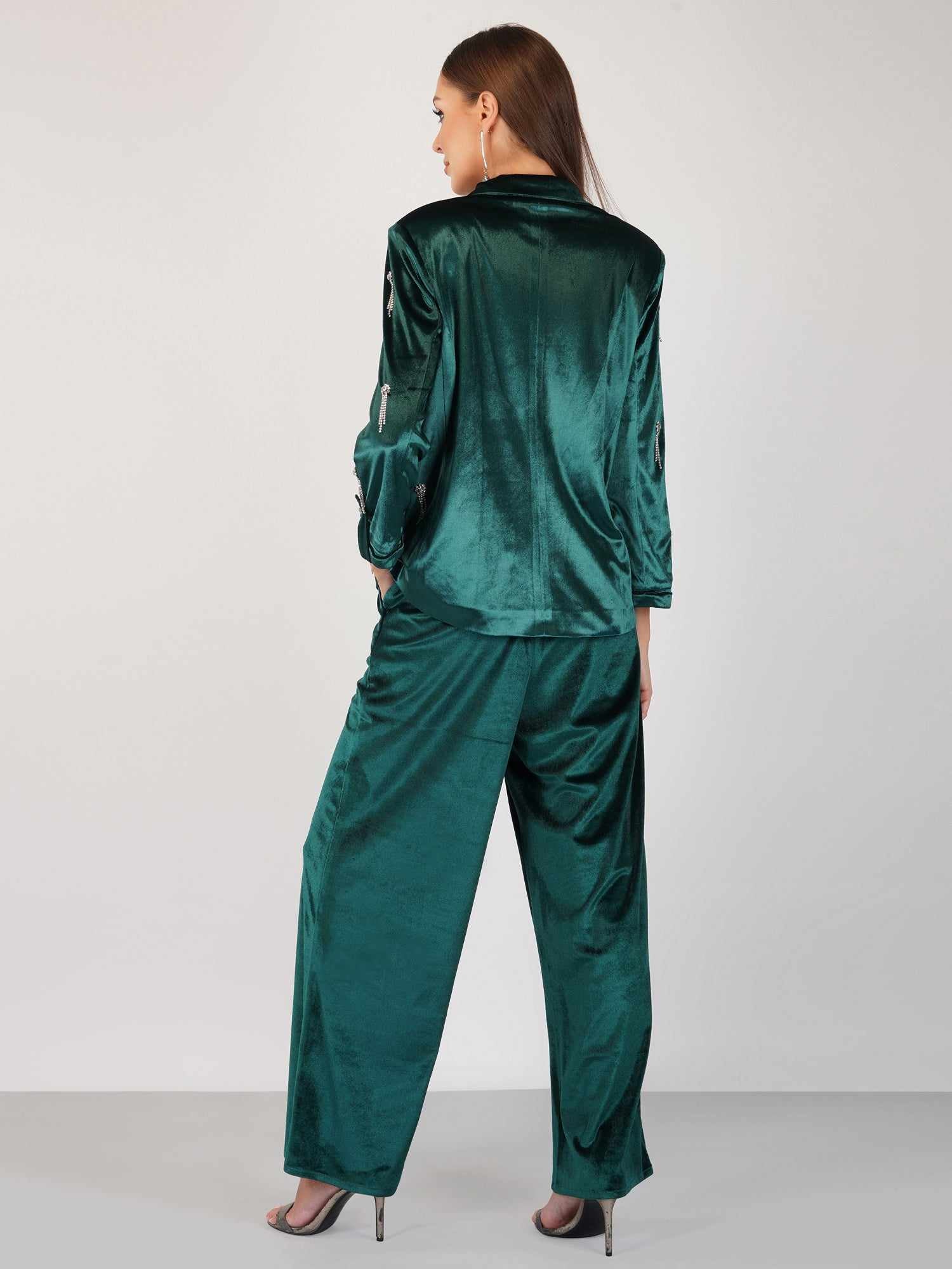 green velour high waist pant