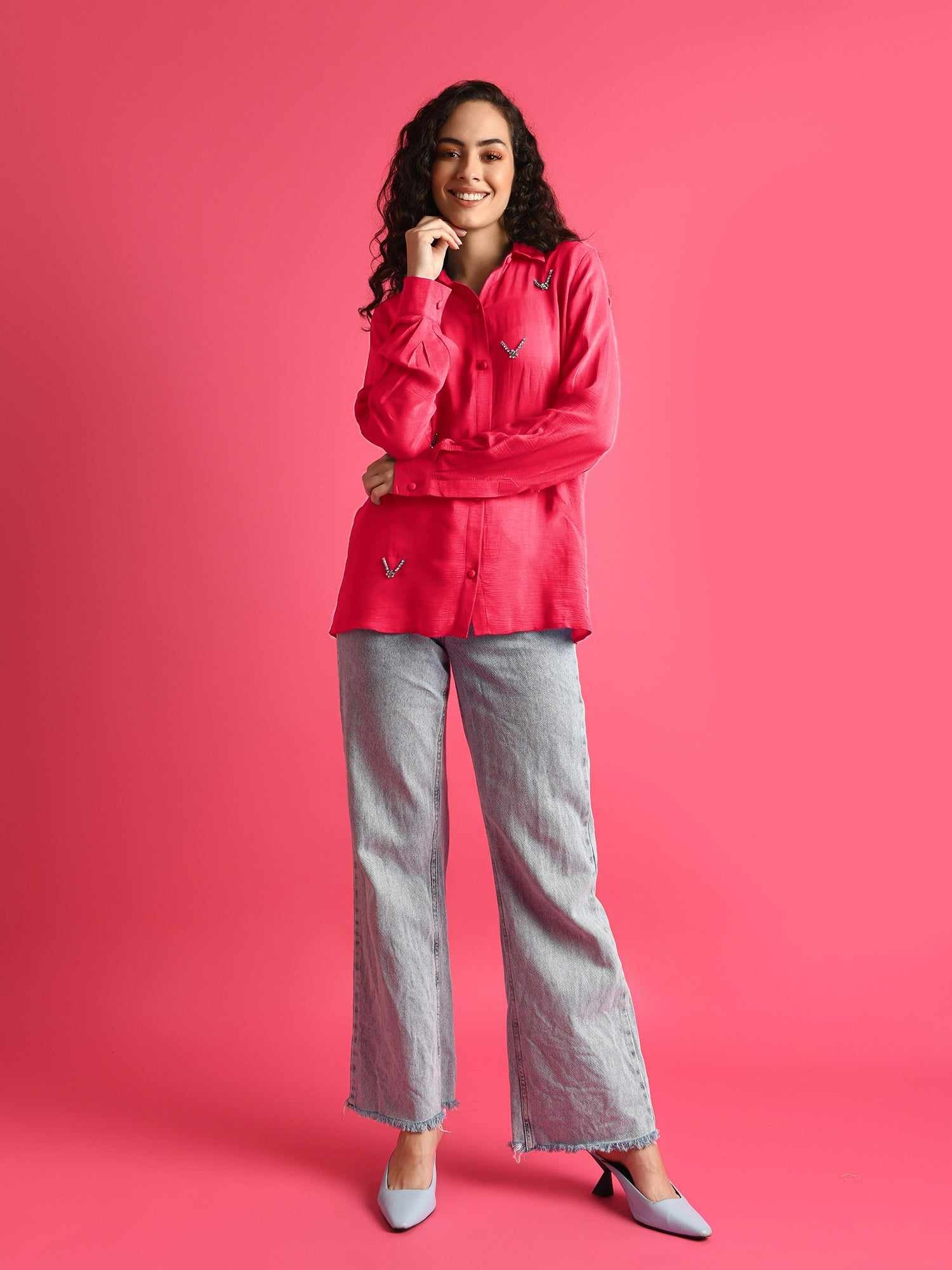 deluxe embellished pink shirt