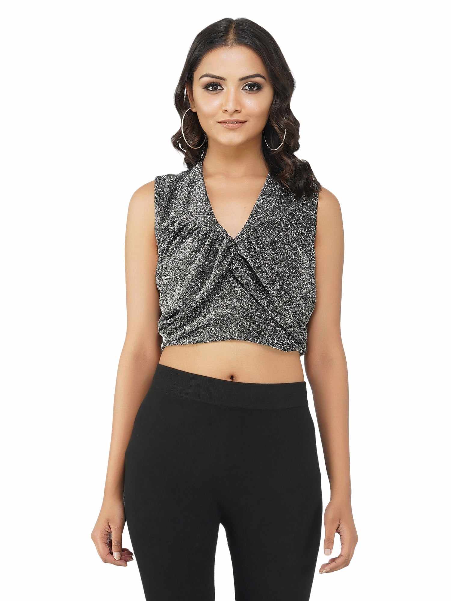 back to you grey shimmer top