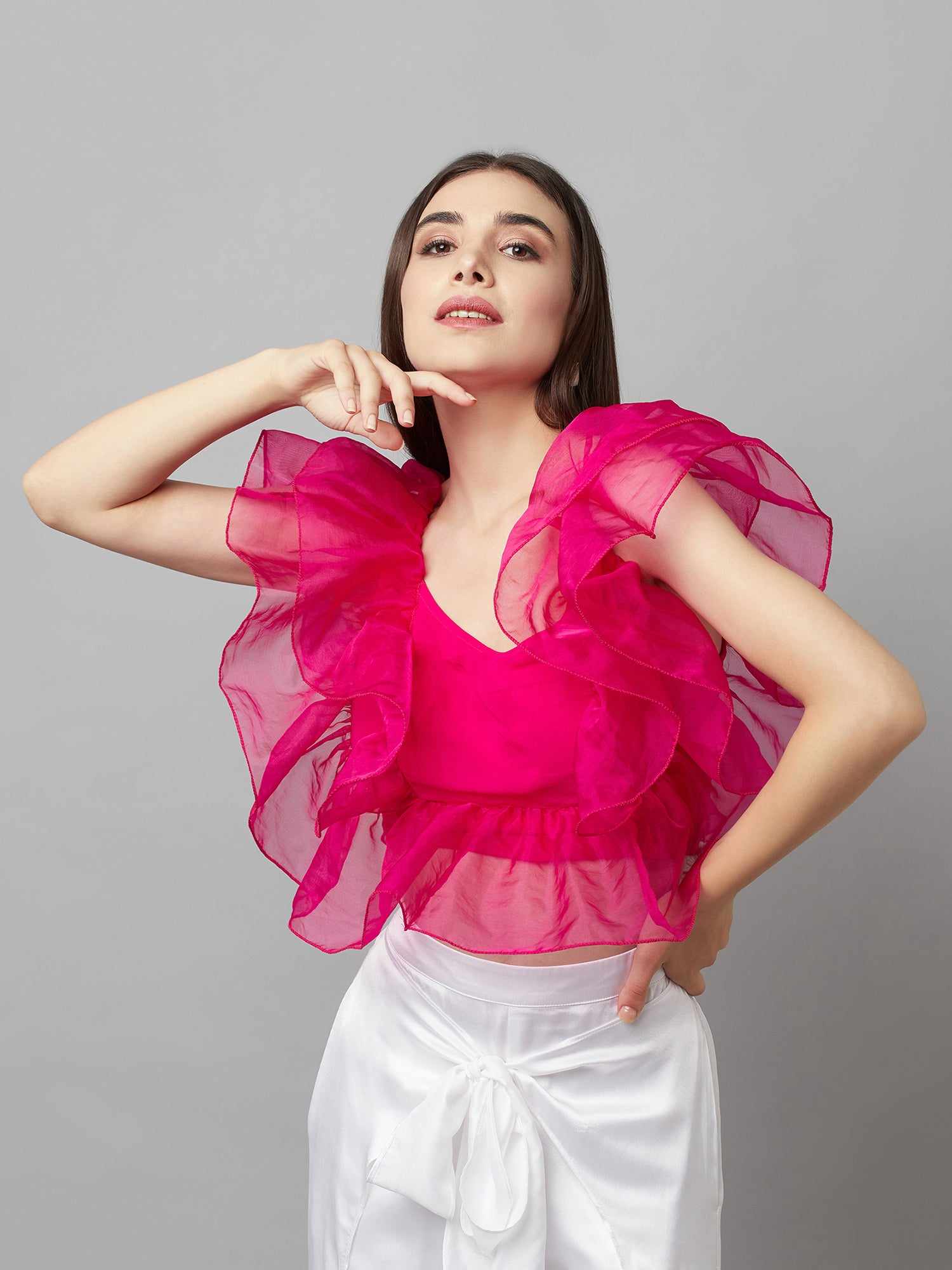 not so basic ruffle crop top