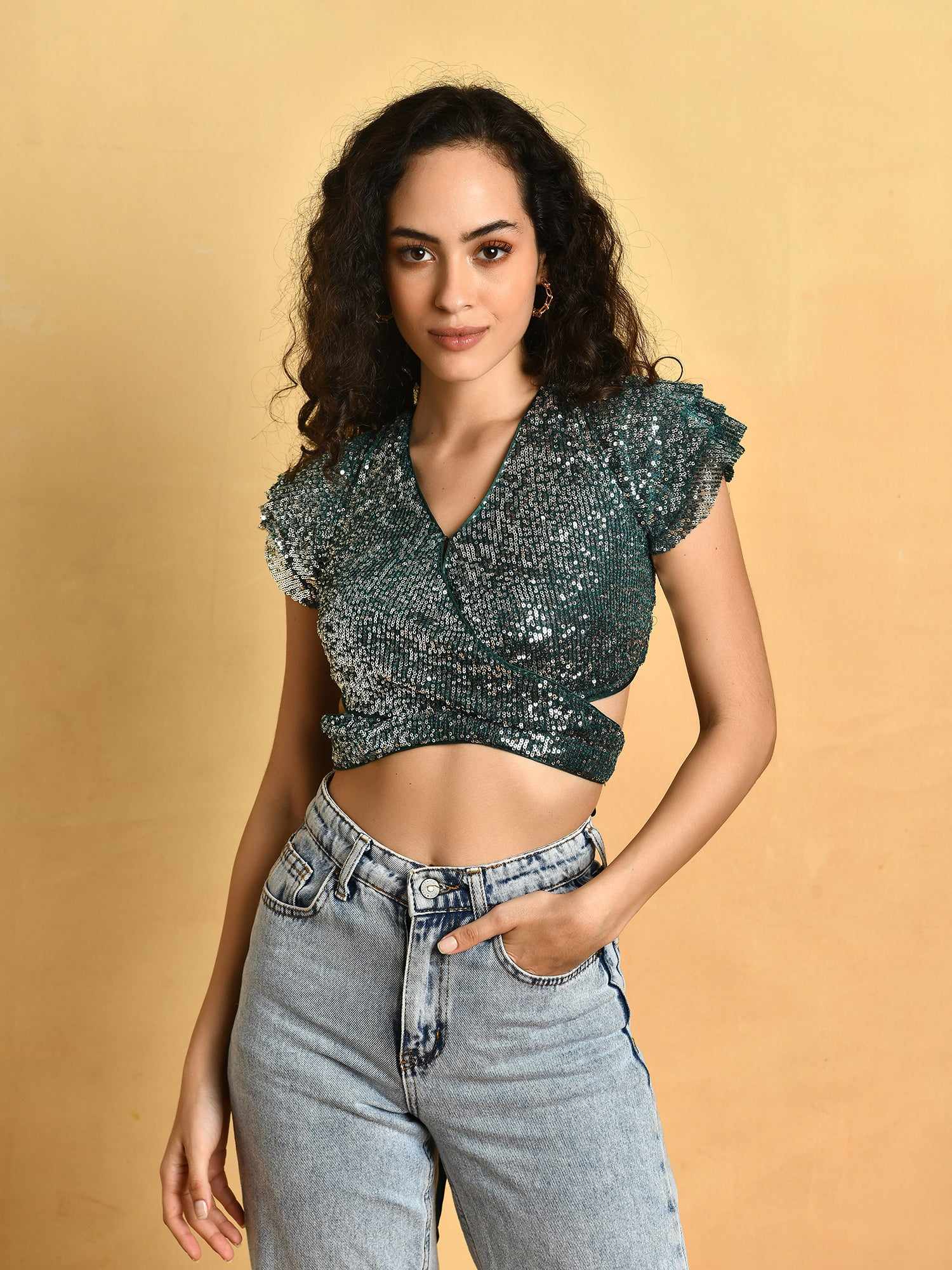 so pretty cut out sequins top