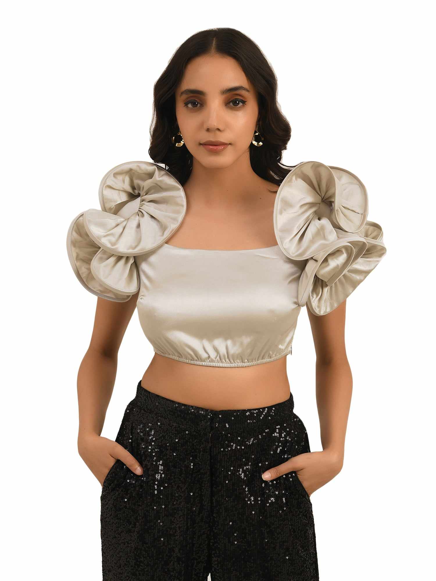 dramatic sleeve crop top