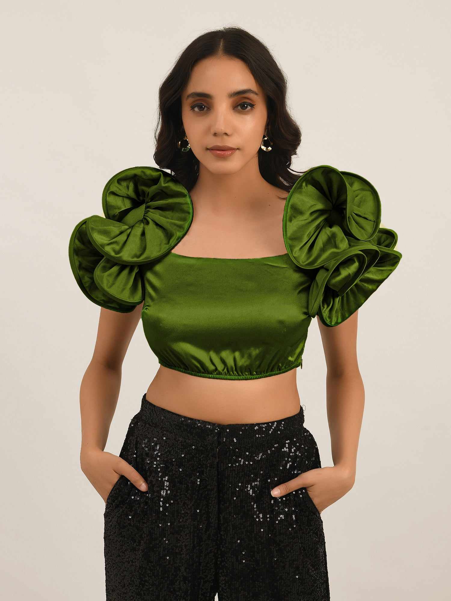 dramatic sleeve crop top