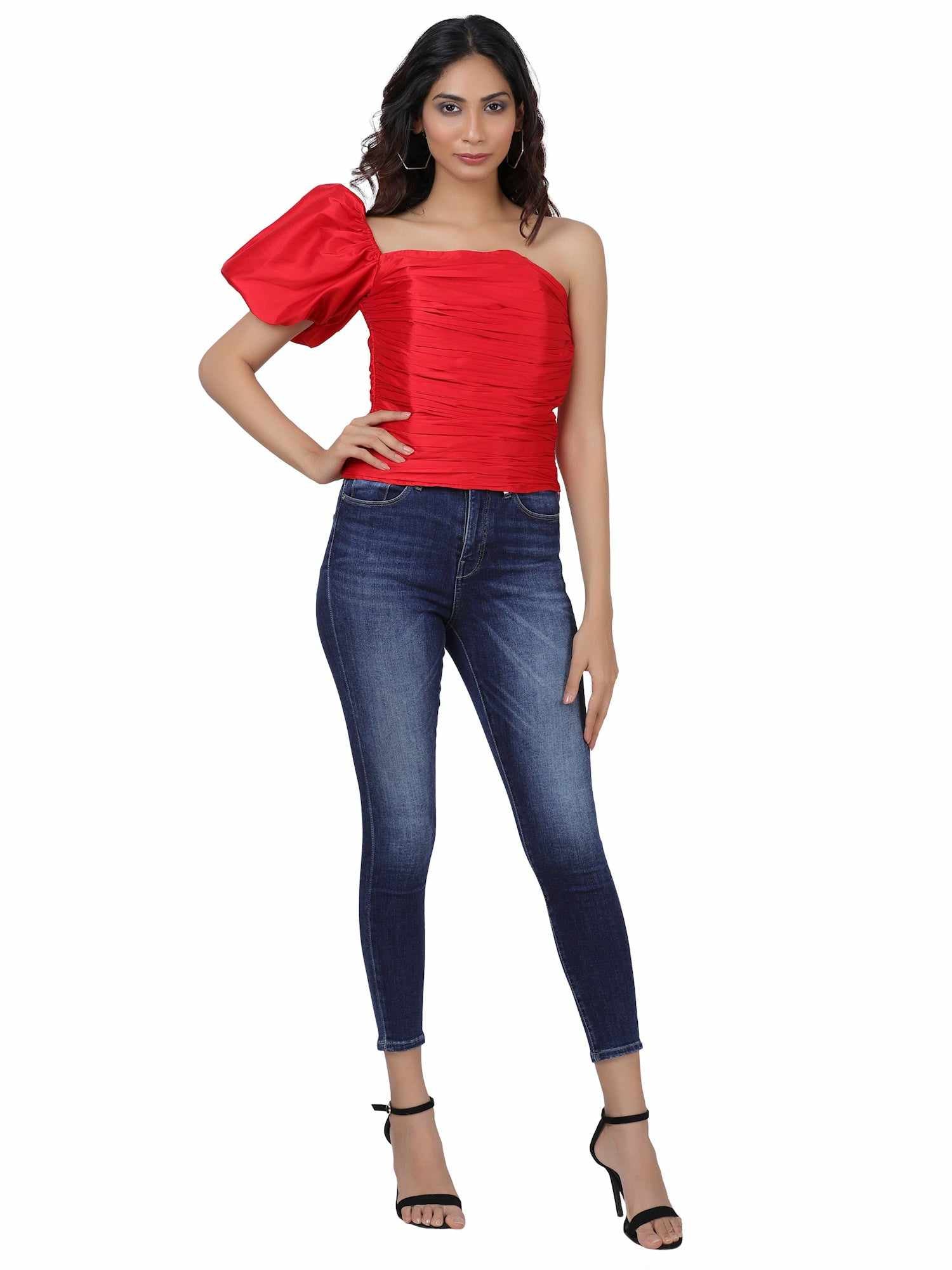 love your curves red tafetta top