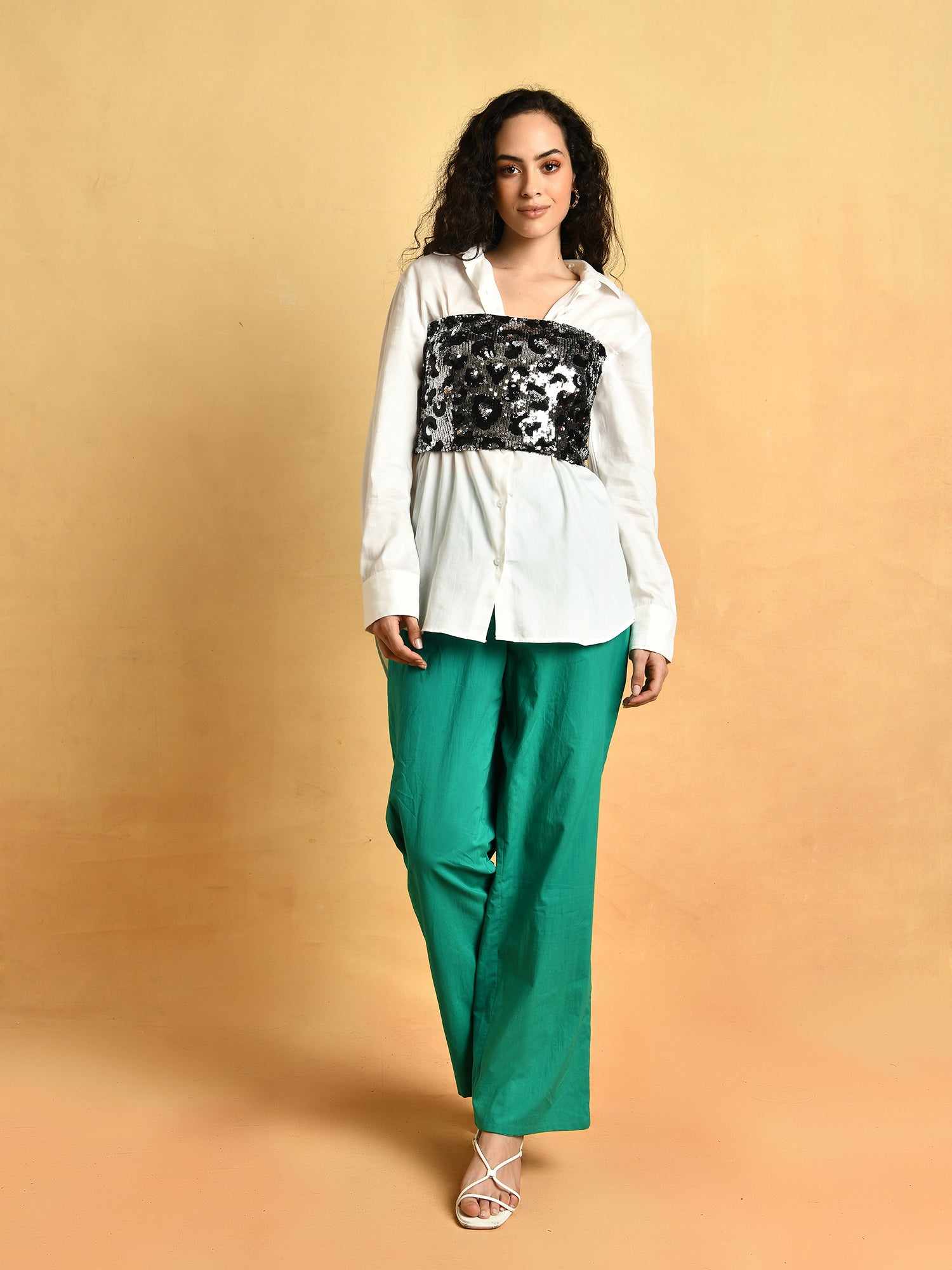 sequins crop top with elasticated back