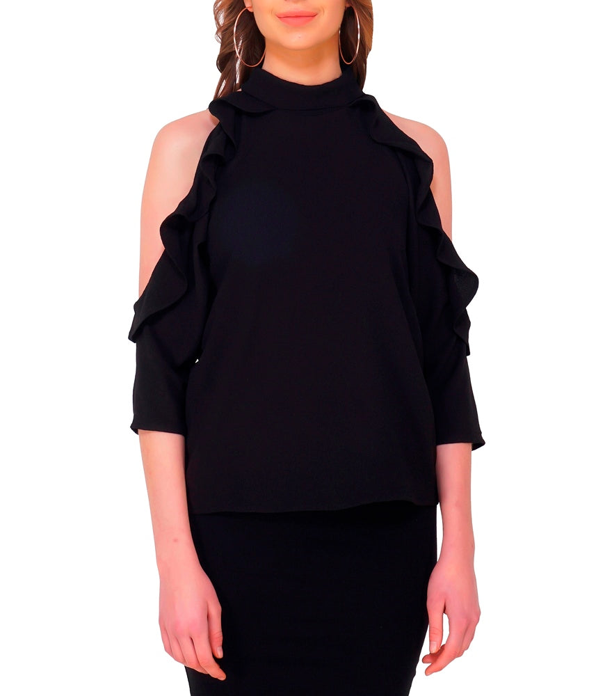 cold sleeve black chic top