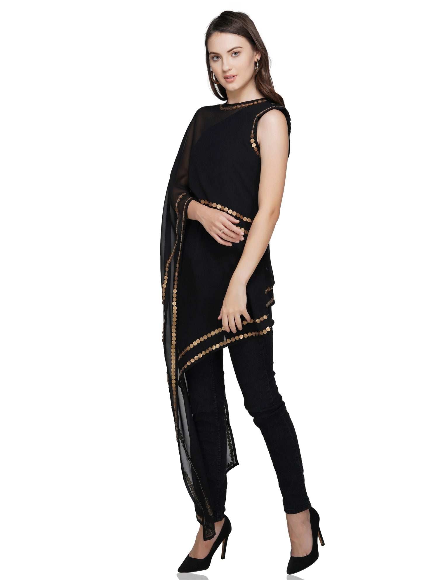 embellished border long top with pants