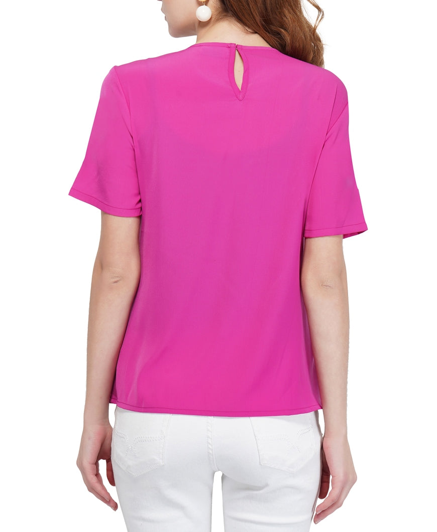 peacock motif magenta top