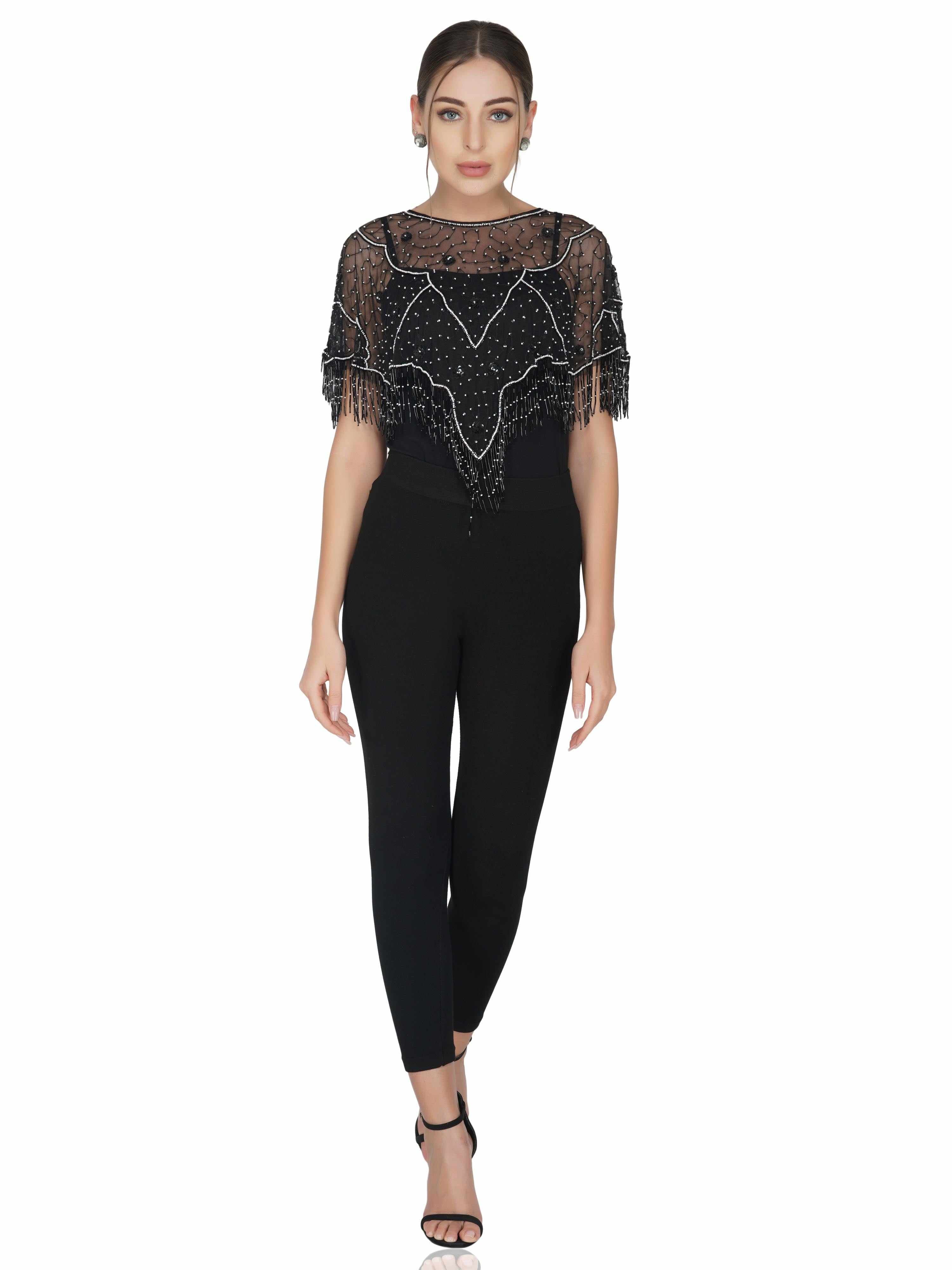 v shape geometric tulle shrug