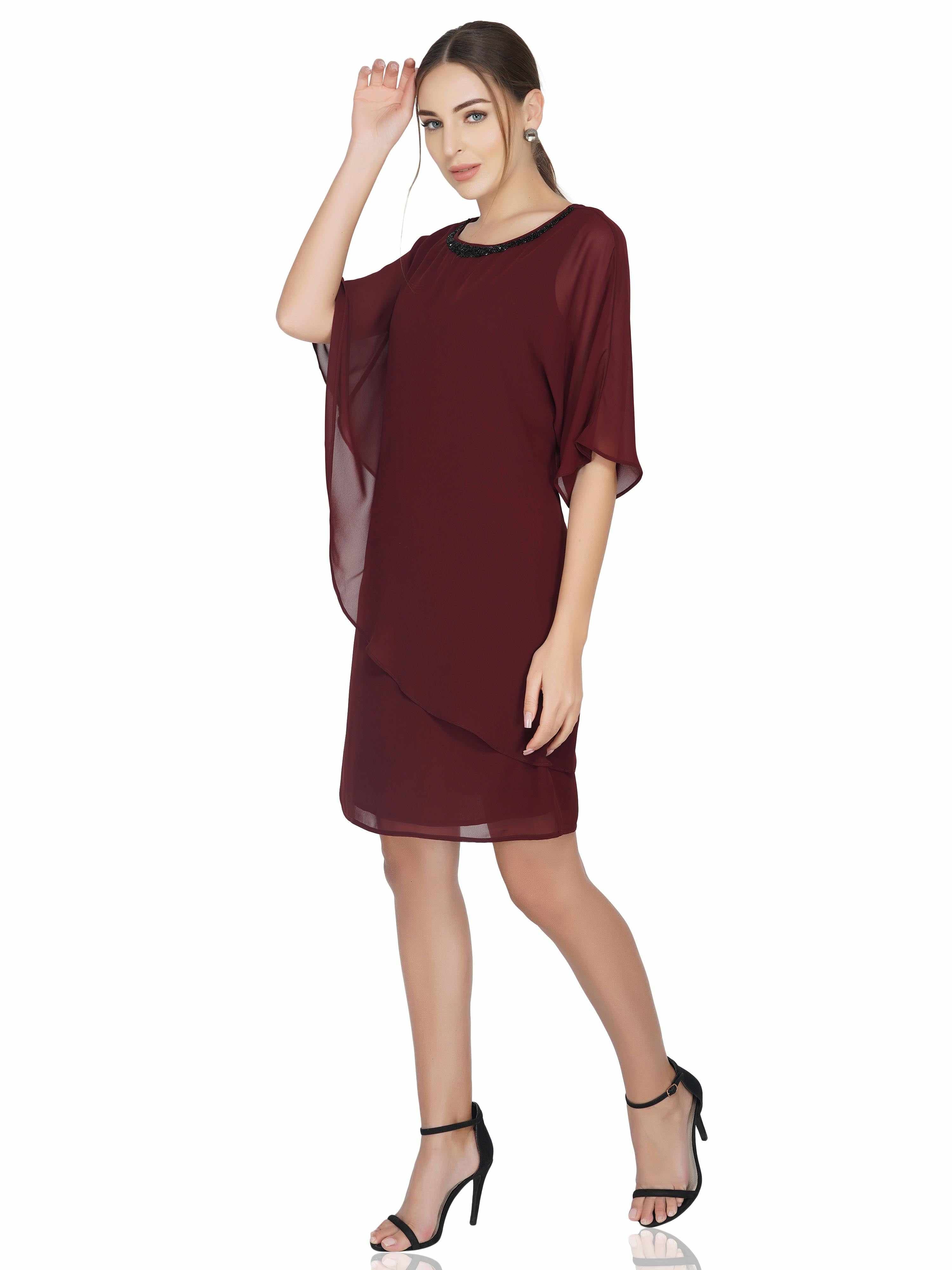popover dress with neck embellishment