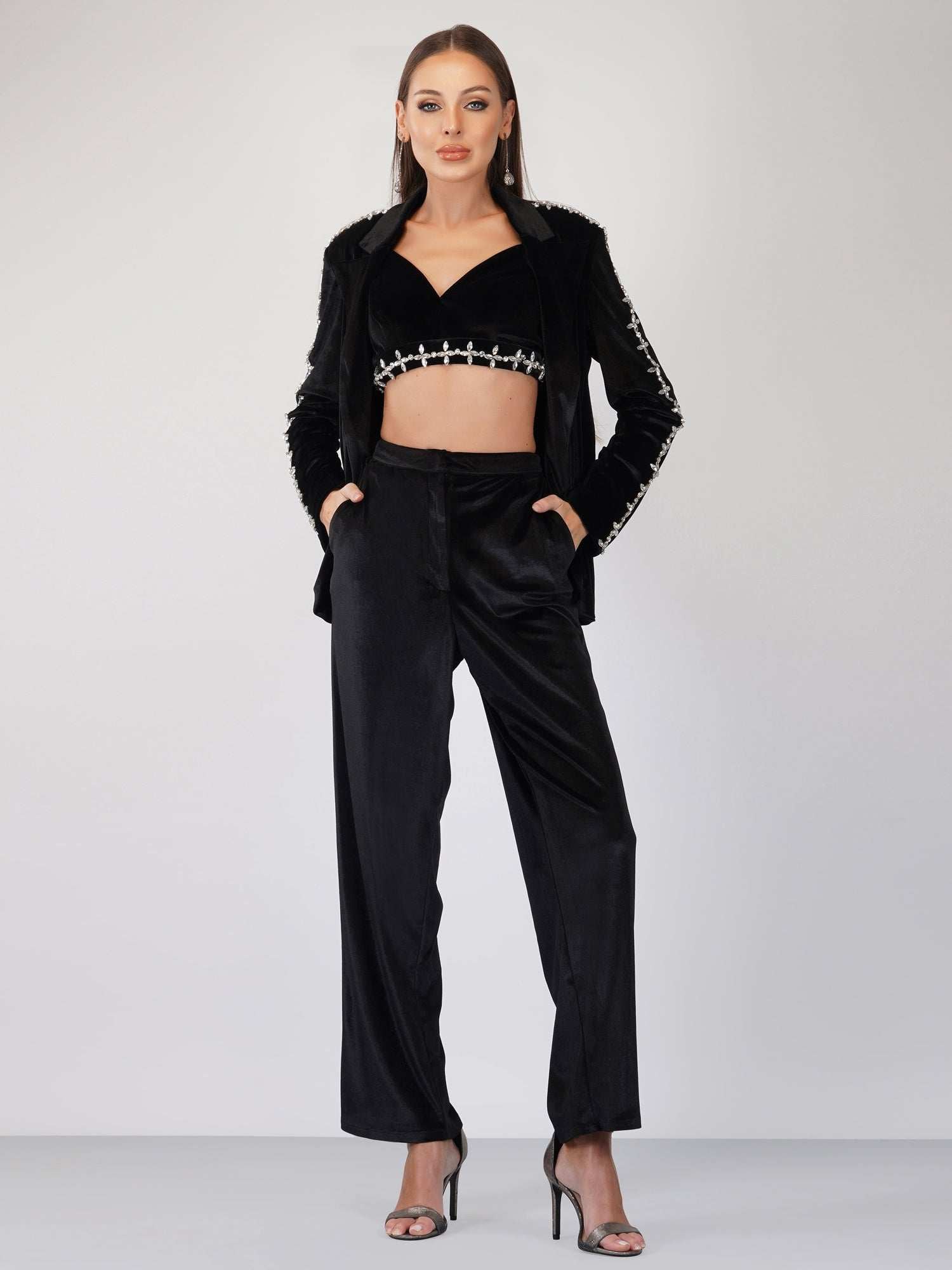 black korean velvet blazer