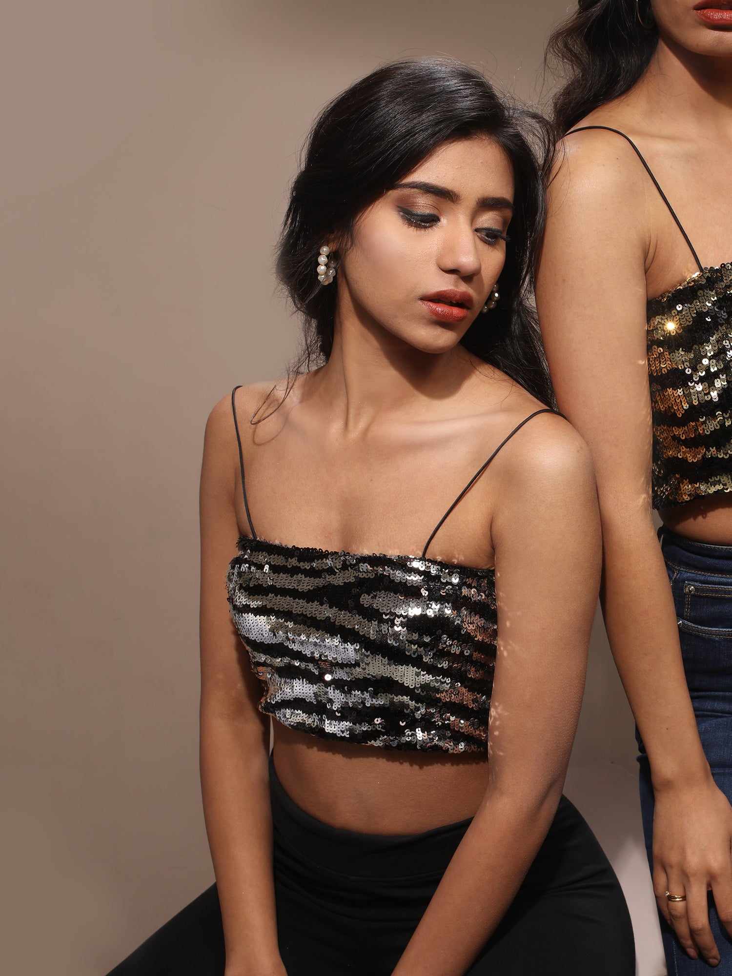 tiger silver strappy tank top