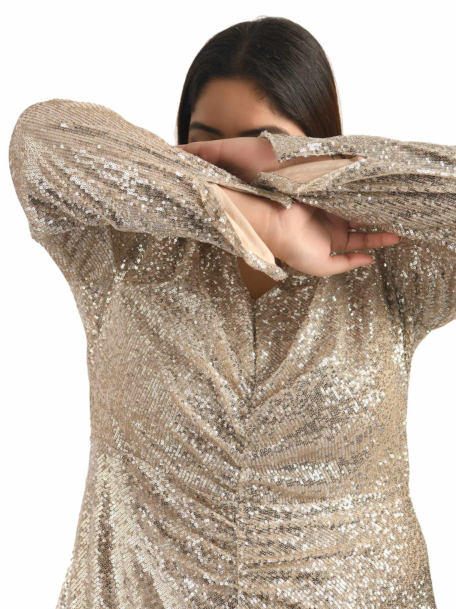 pretty please silver midi dress