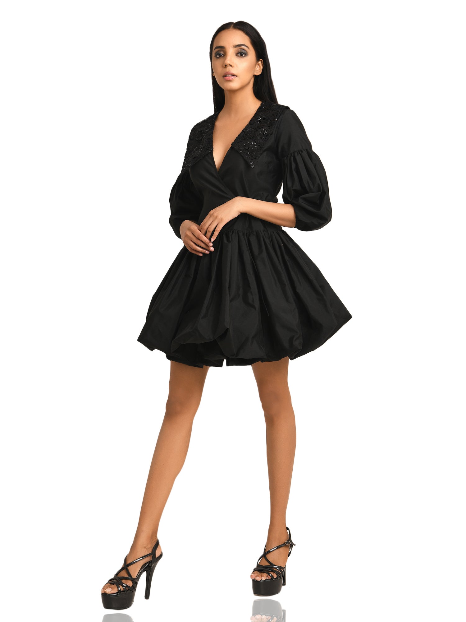 black spring flouncy dress