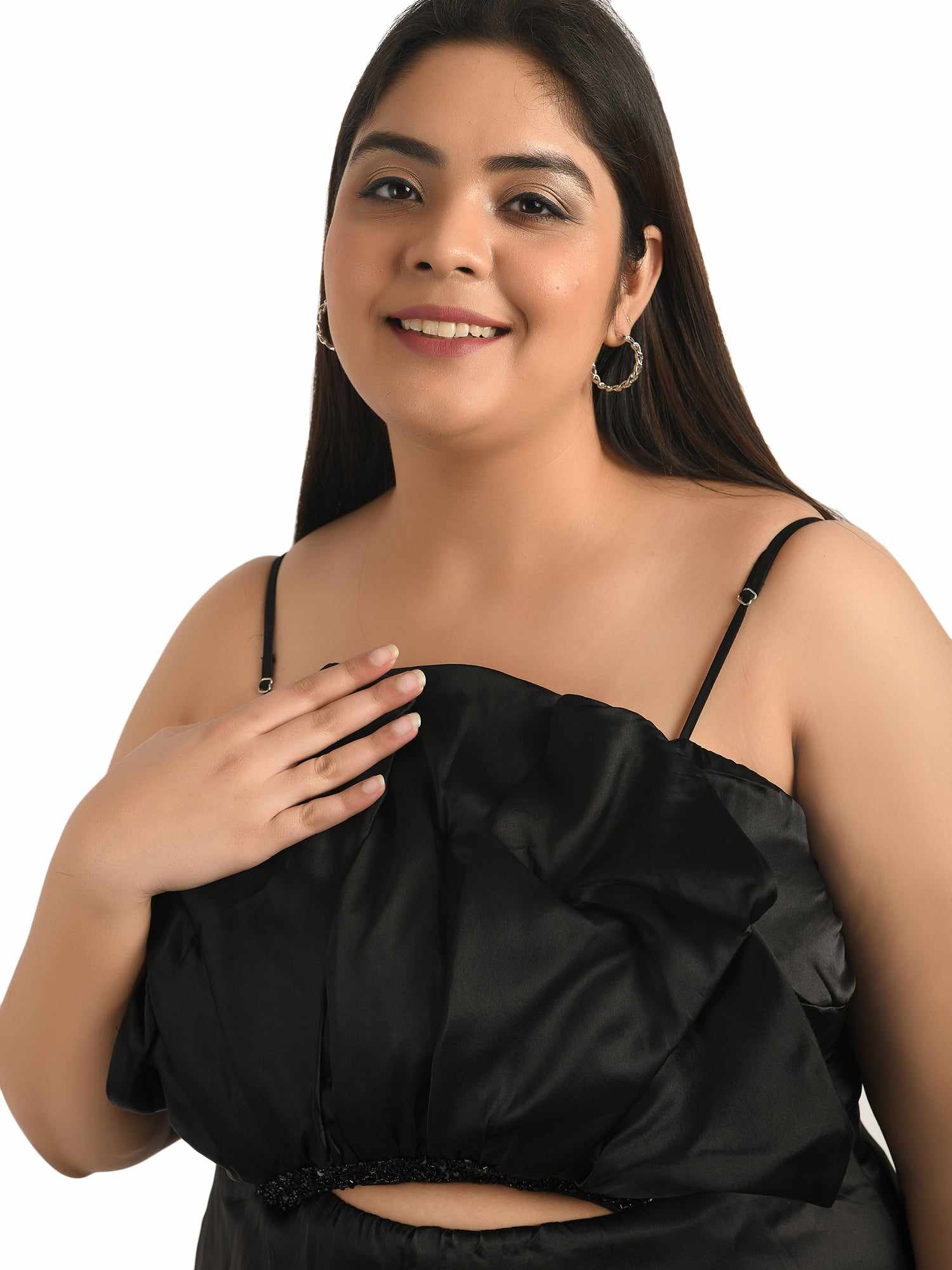 cut out embroidered black dress