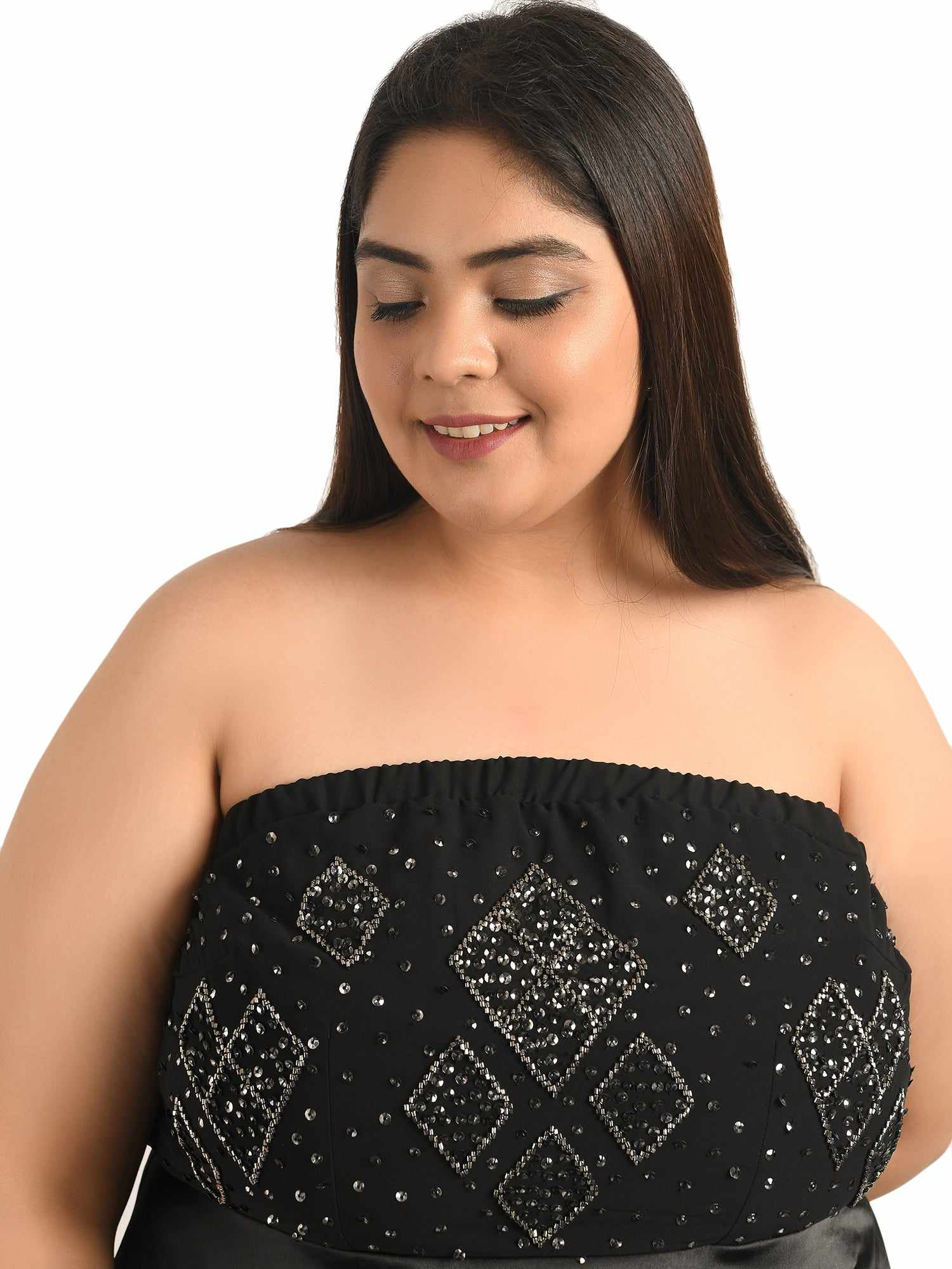black tube embroidered western wear dress india