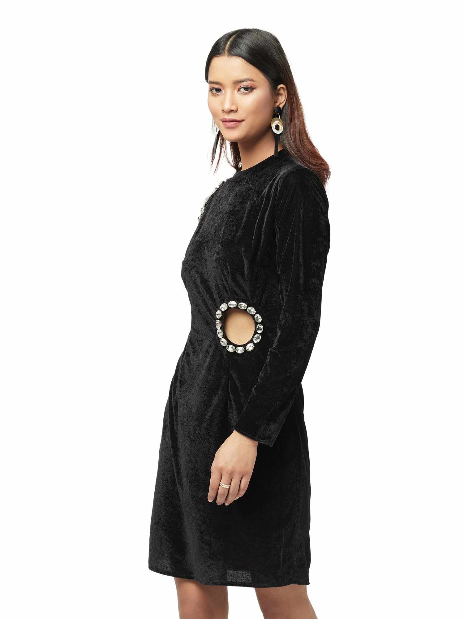 black velvet cut out dress