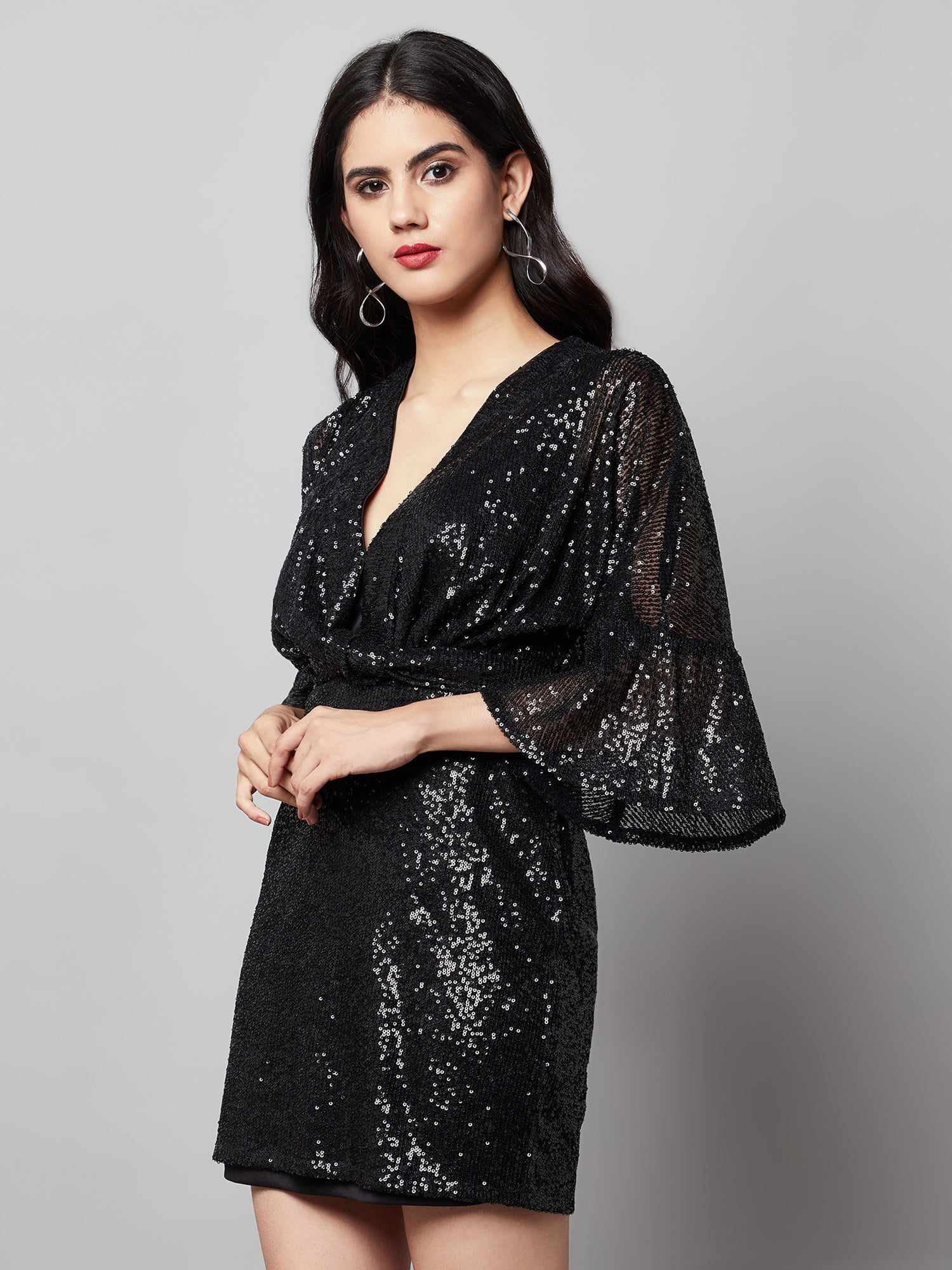 alina mini black on black dress