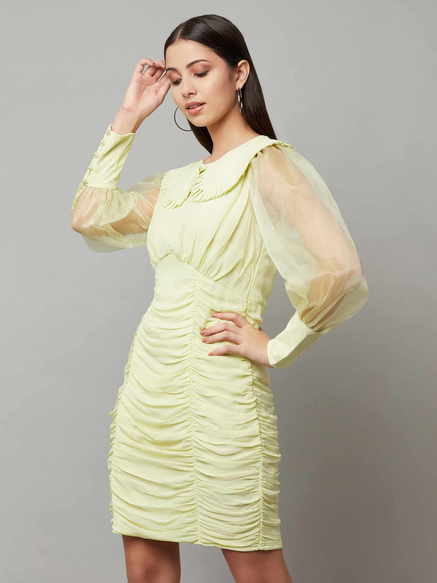 lemon ruche over me sassy dress