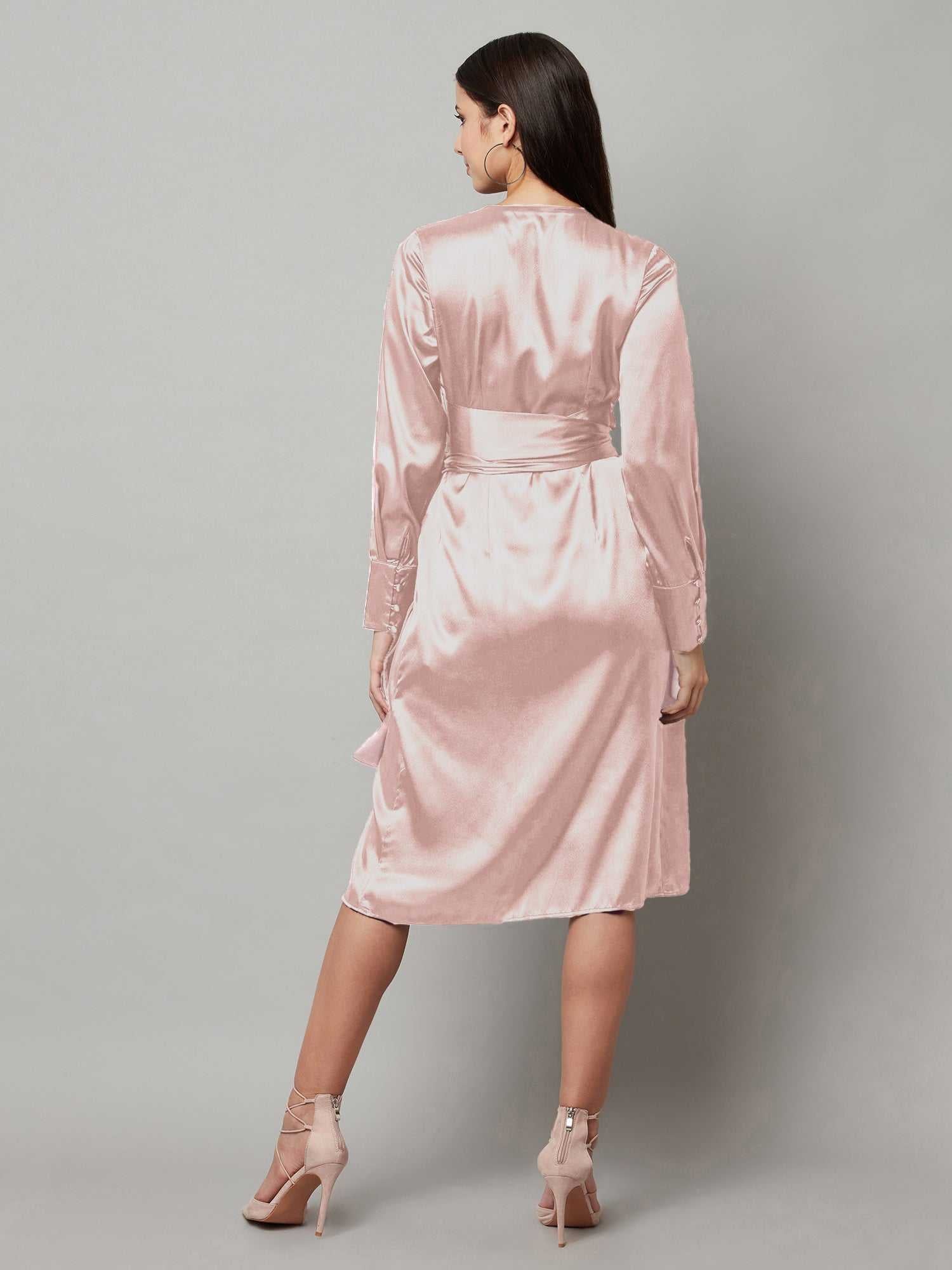 nude shade wrap dress
