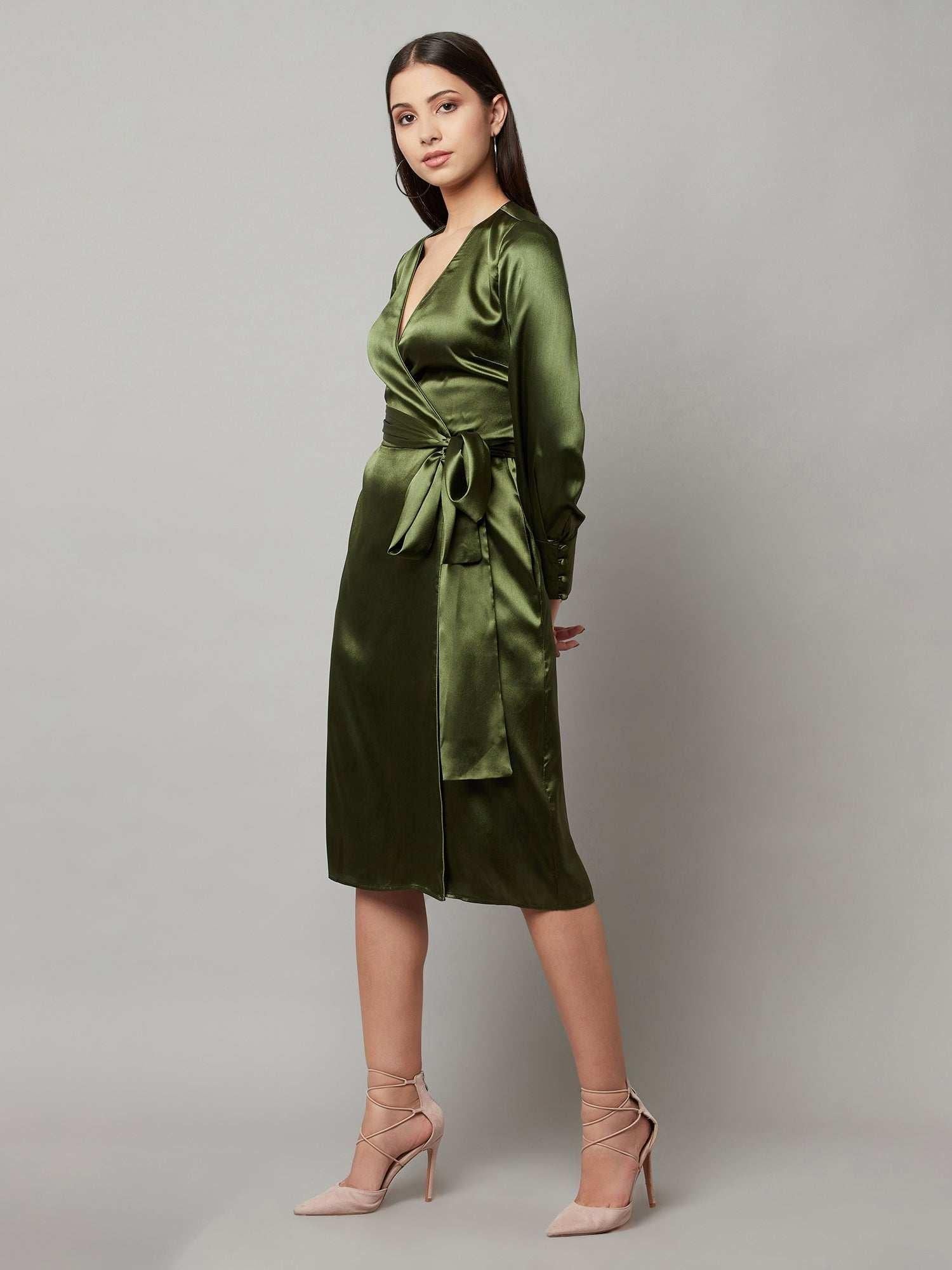 Olive Shade Wrap Dress