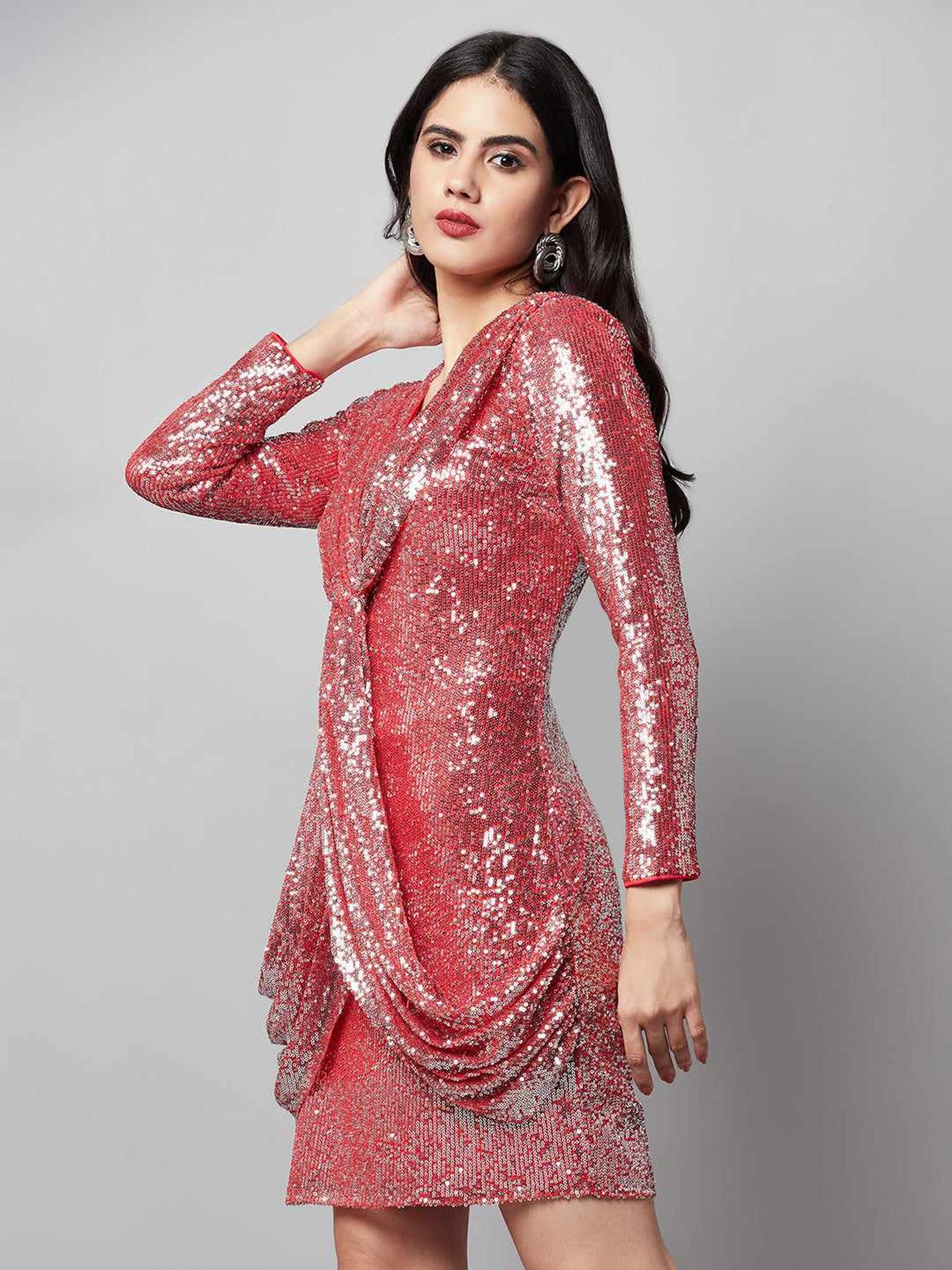 Shimmery Nights Red Party Dress
