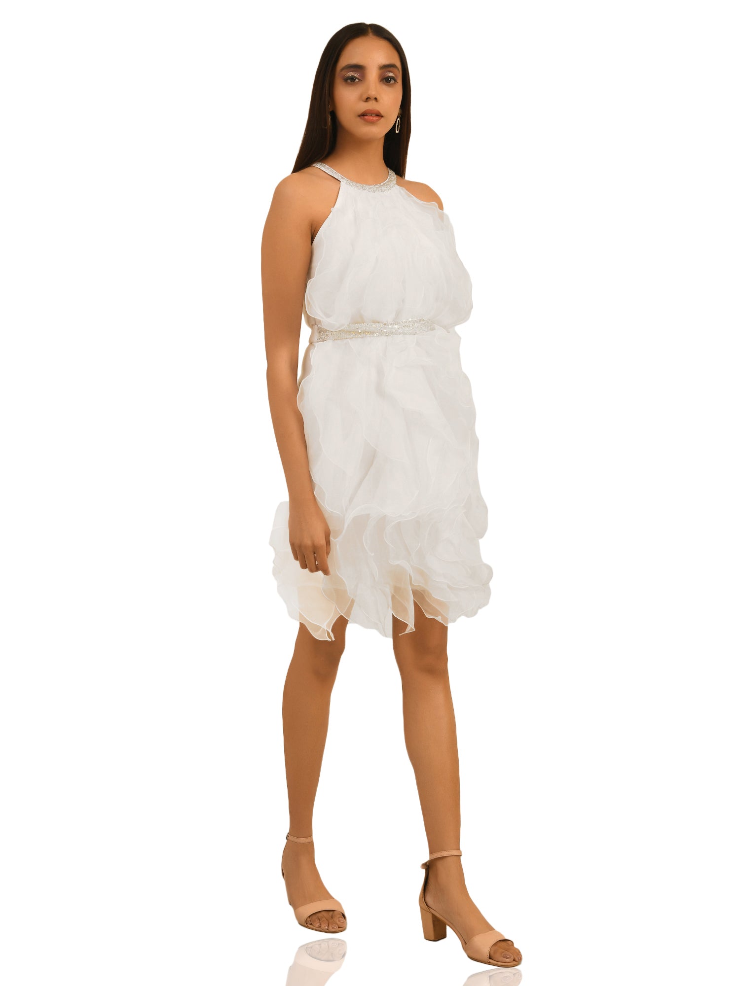 amelie all over white ruffle dress