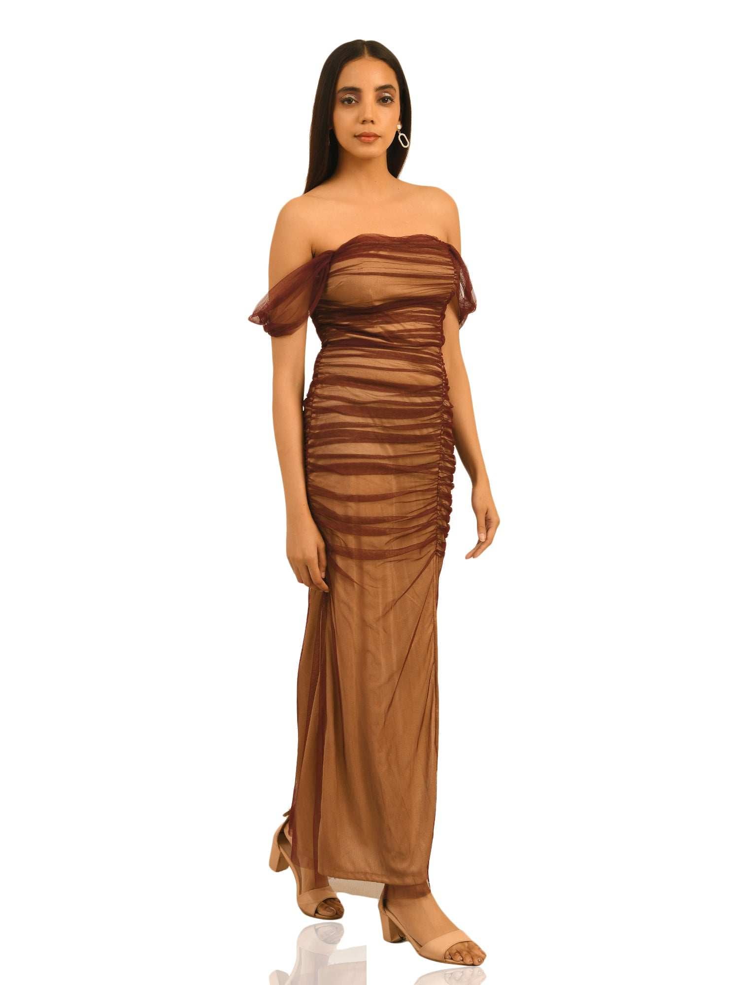 thigh high slit dress with contrast lining