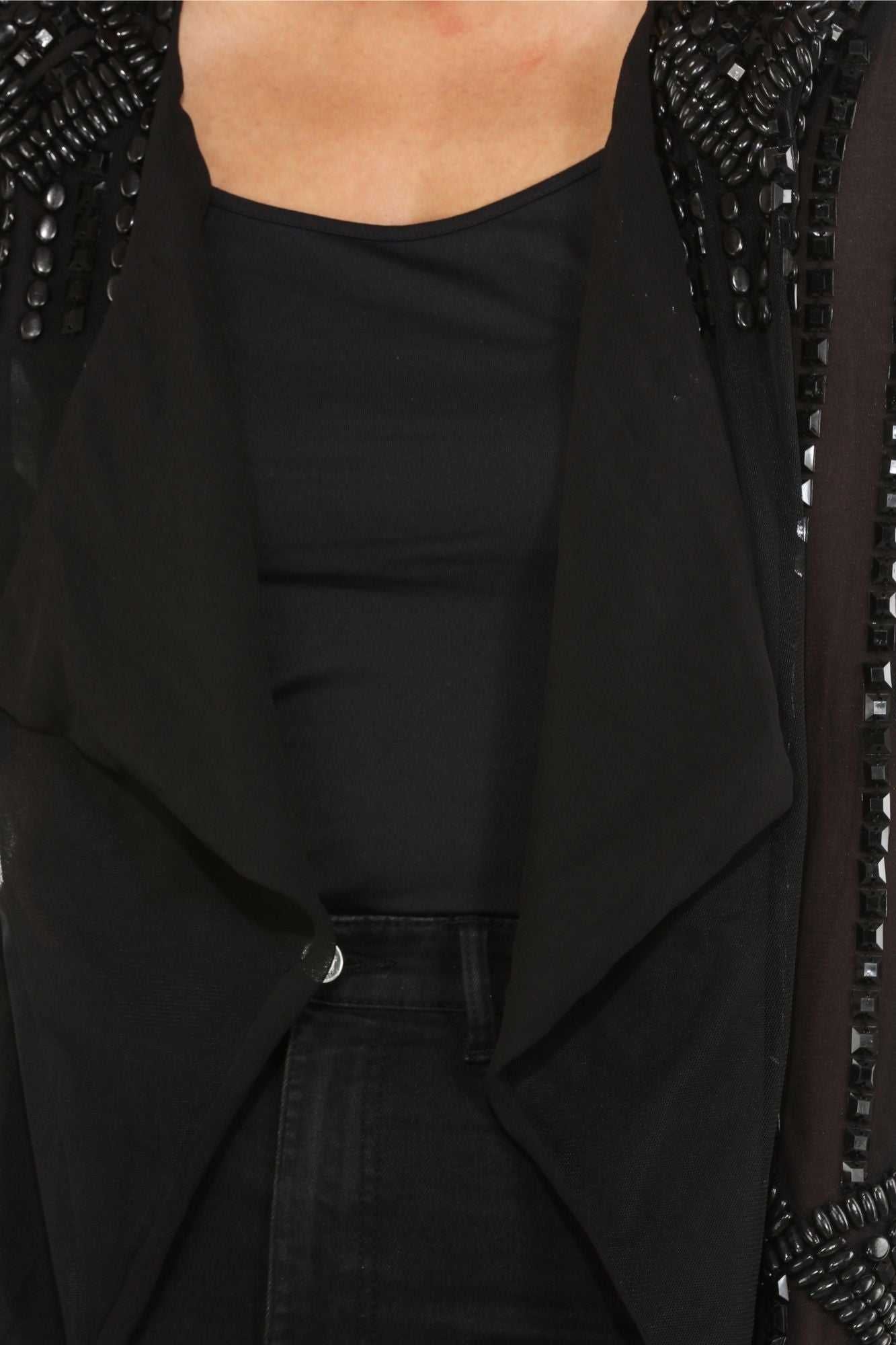 all about black georgette lapel jacket