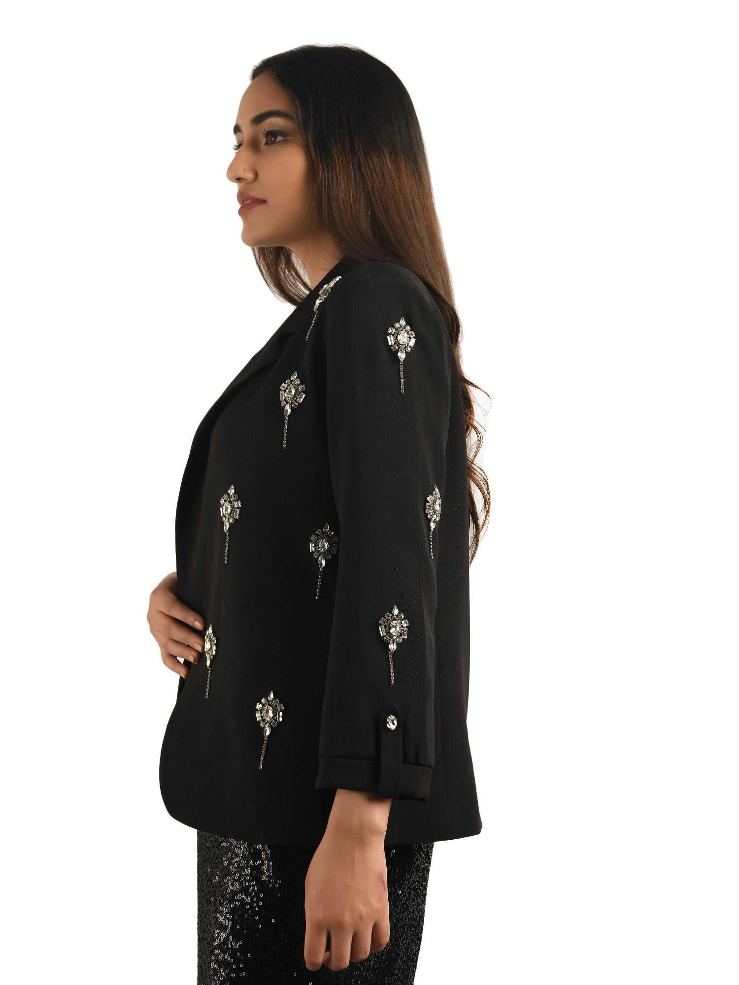 embellished broaches blazer