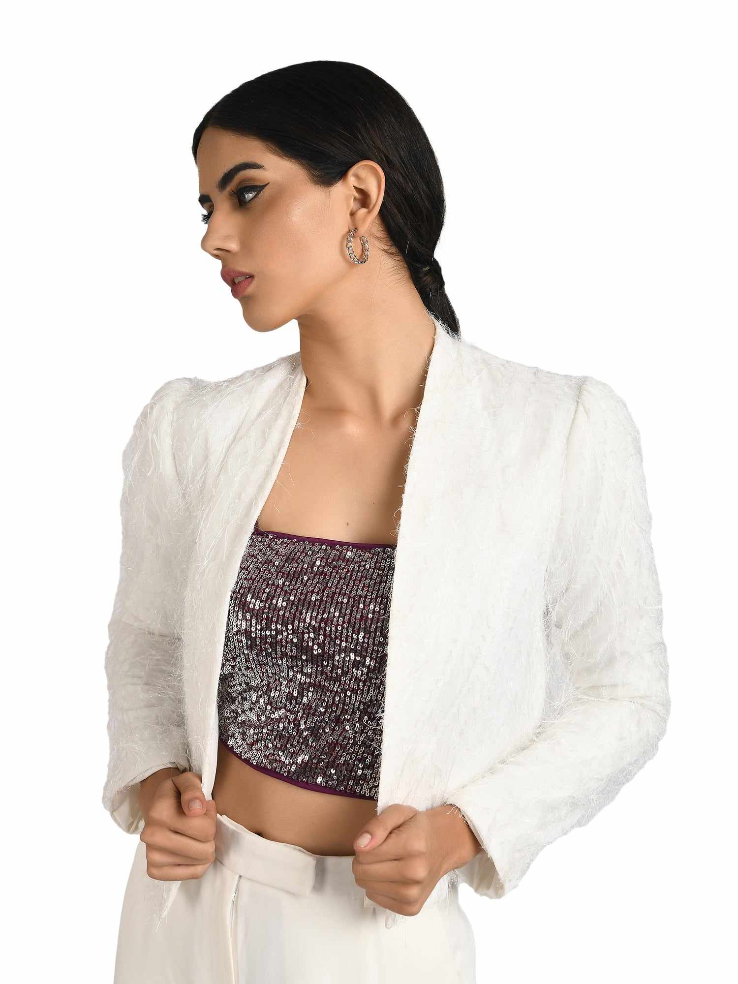 chic white minimal fur jacket