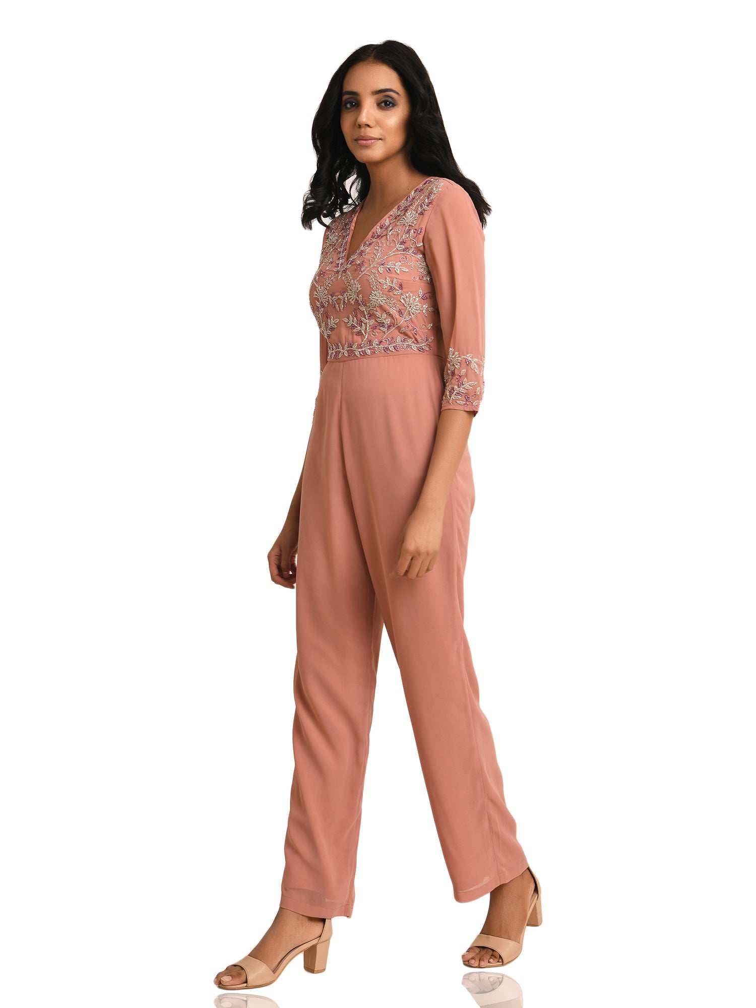 vanilla floral embroidery jumpsuit