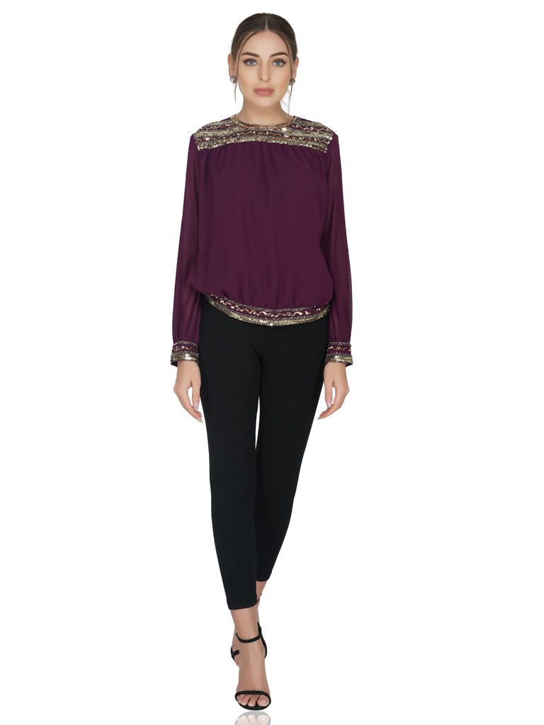 yoke and hem sequin top