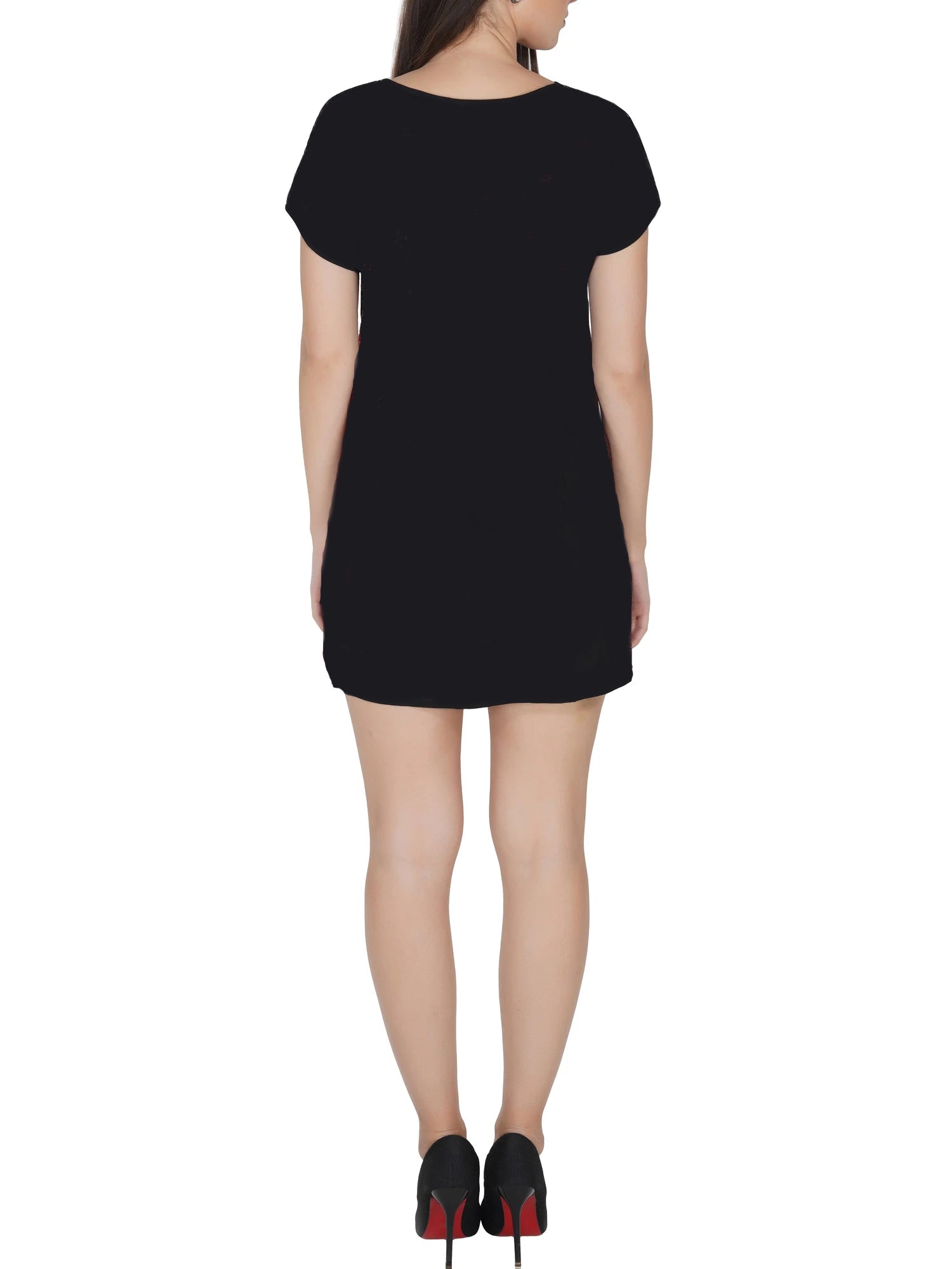 black sequins embellished polyester dress