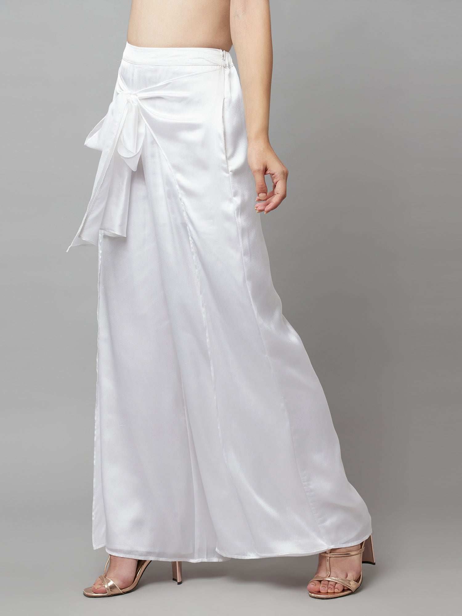 shining white wrap palazzo