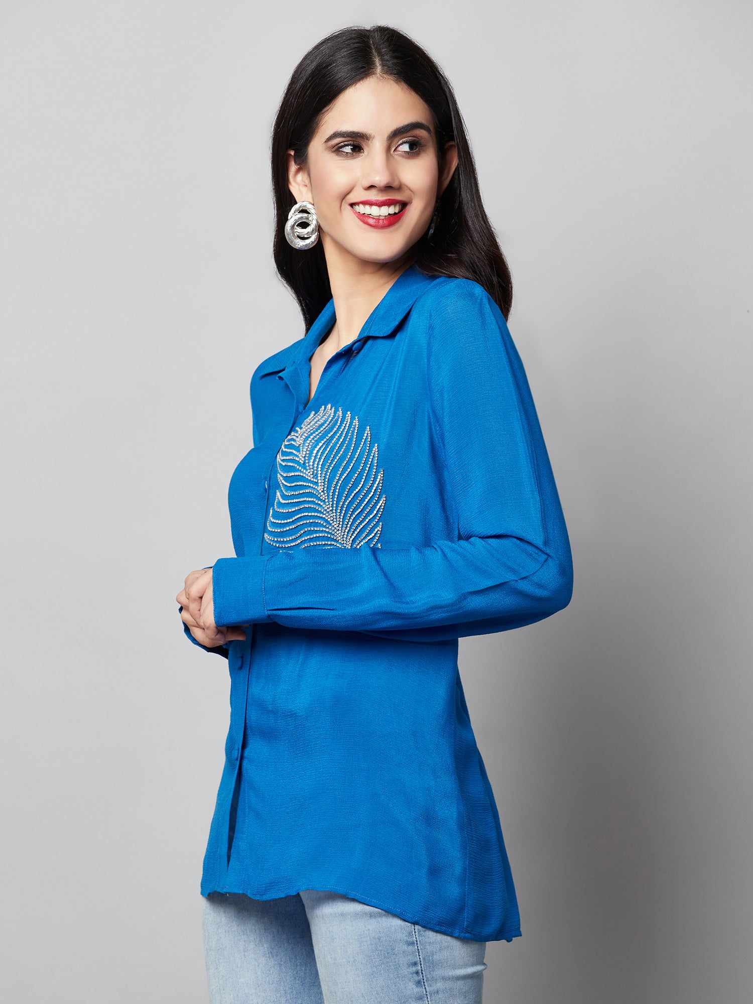 deluxe embellished blue shirt
