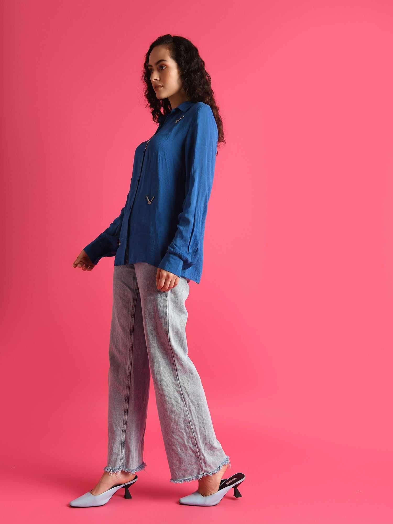 deluxe embellished blue shirt