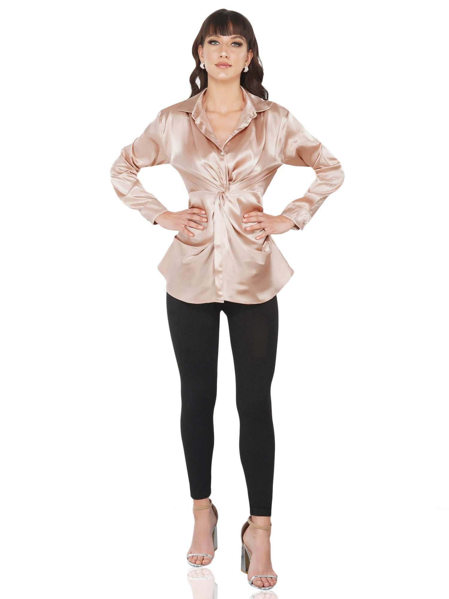 satin soft ruched shirt