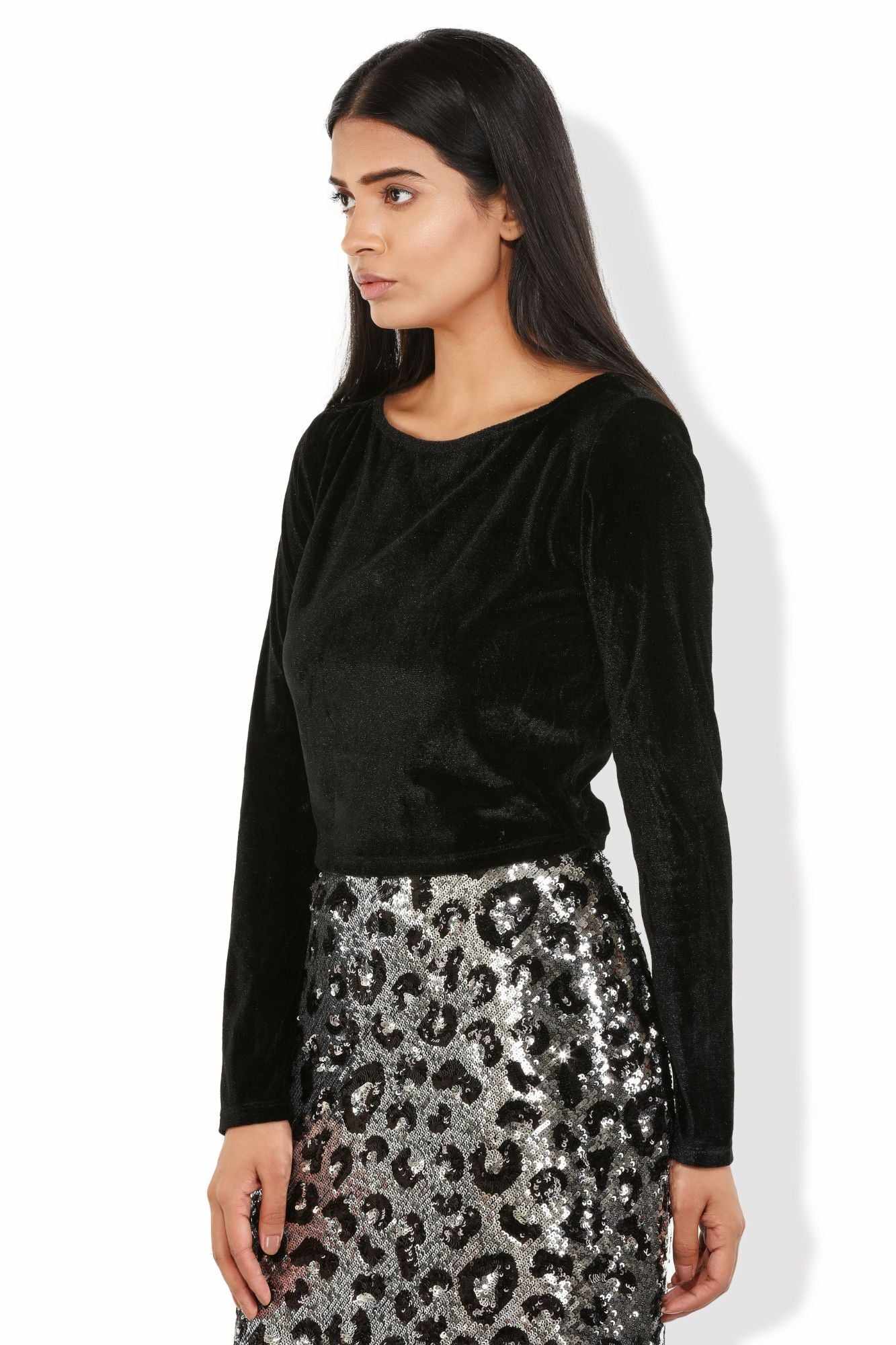 statement rich black velvet top