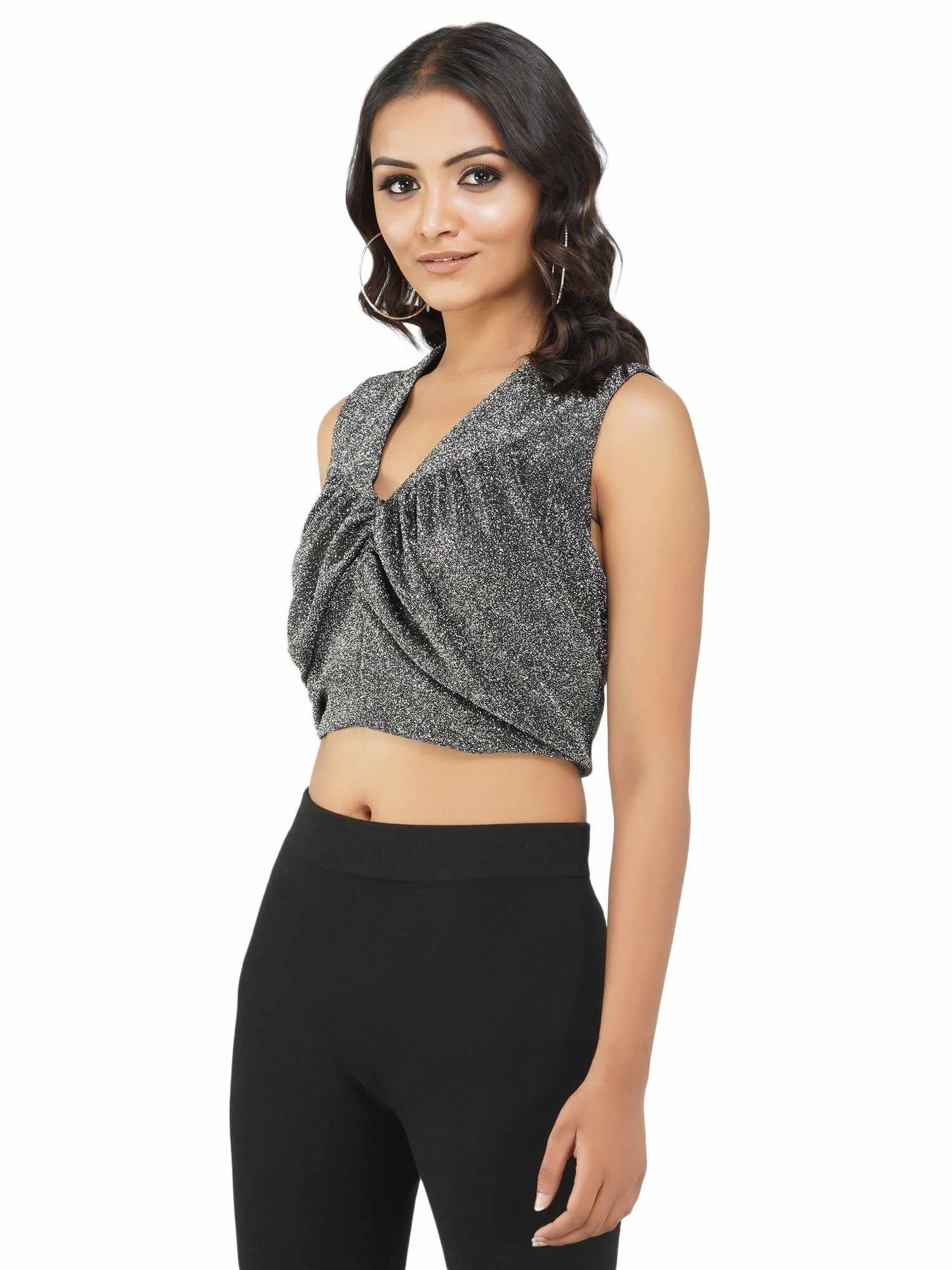 back to you grey shimmer top