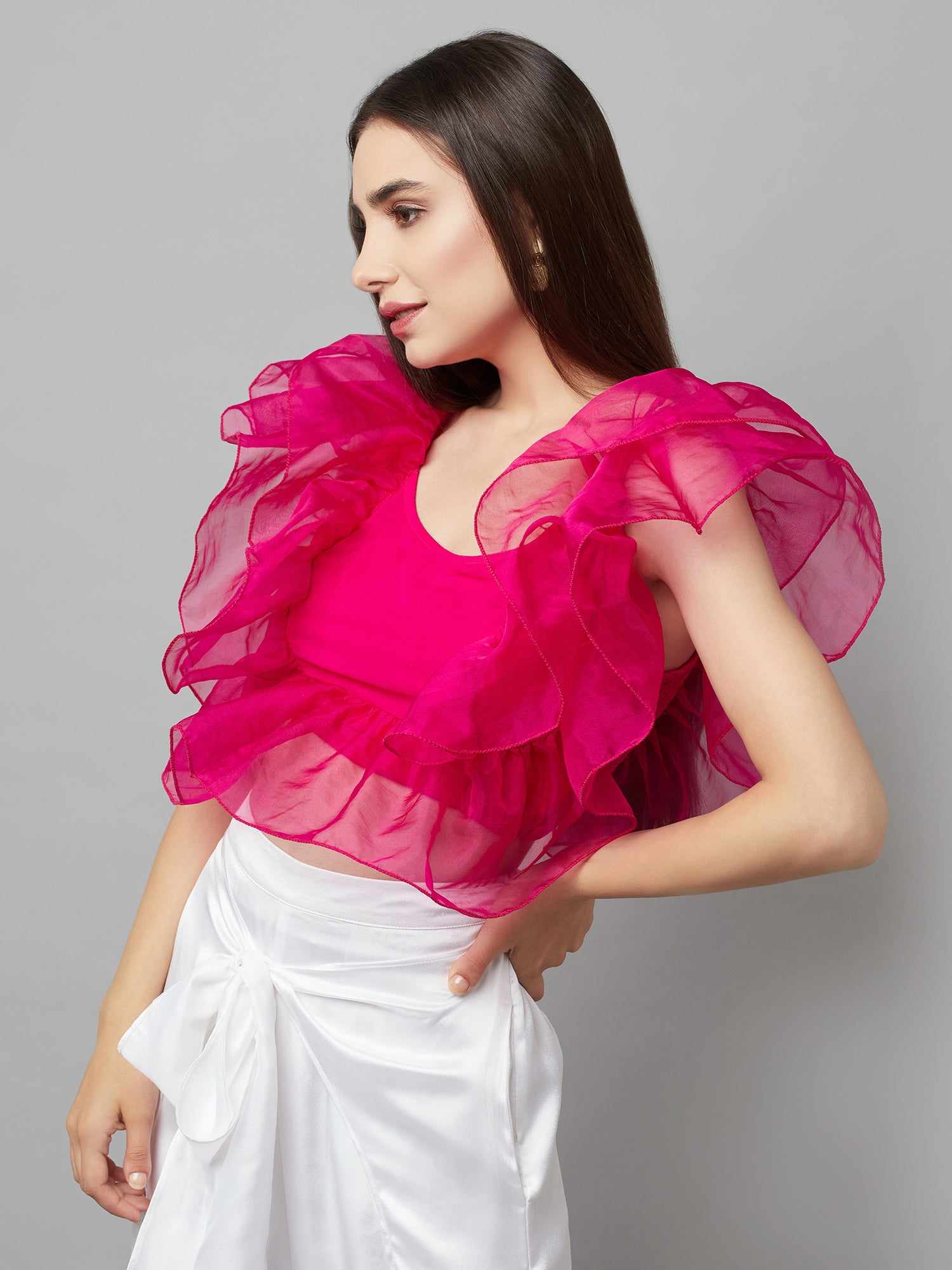 not so basic ruffle crop top