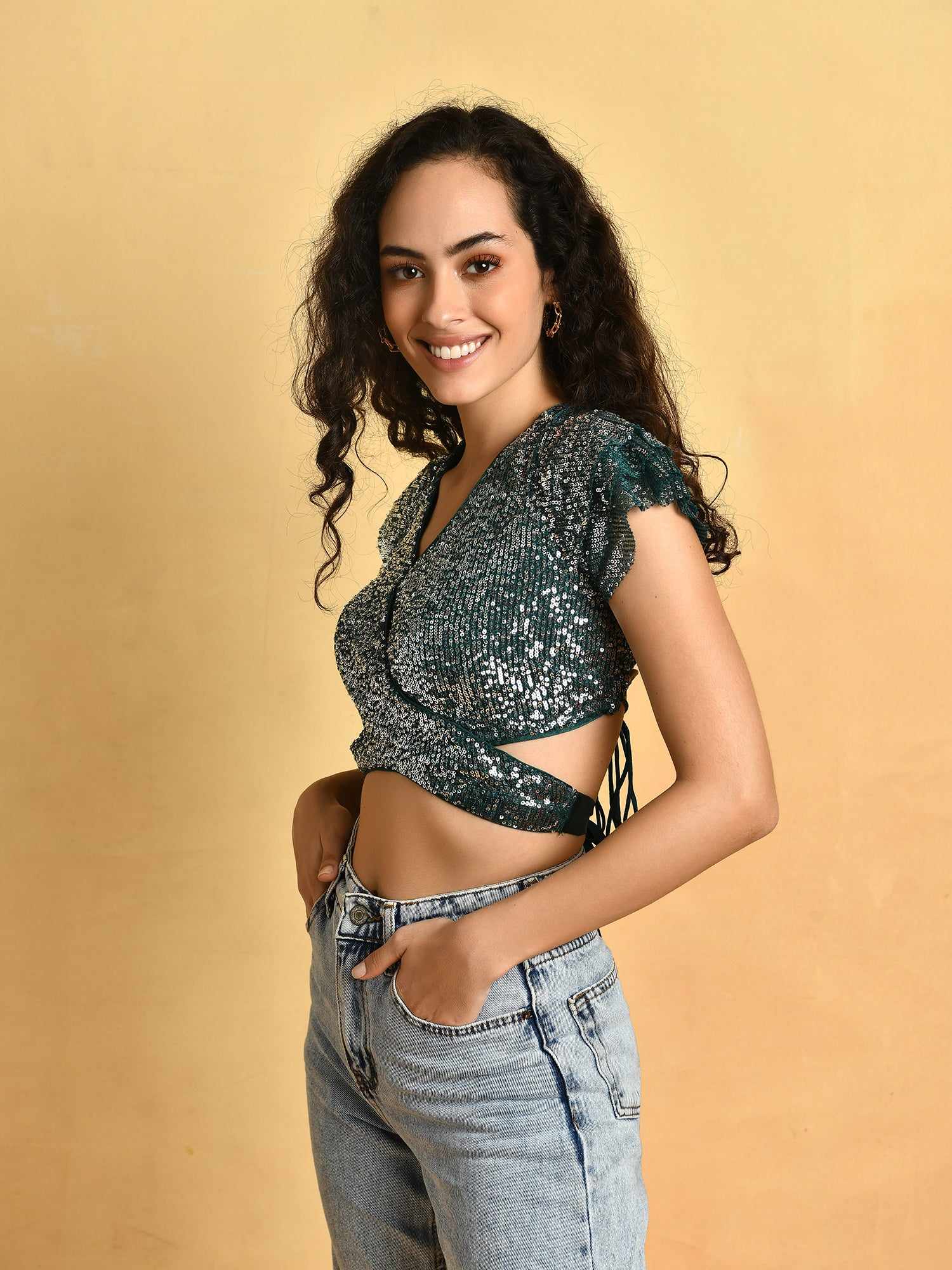 so pretty cut out sequins top