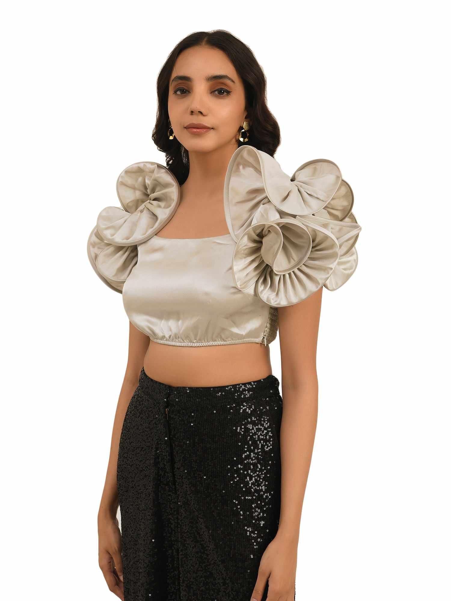 dramatic sleeve crop top